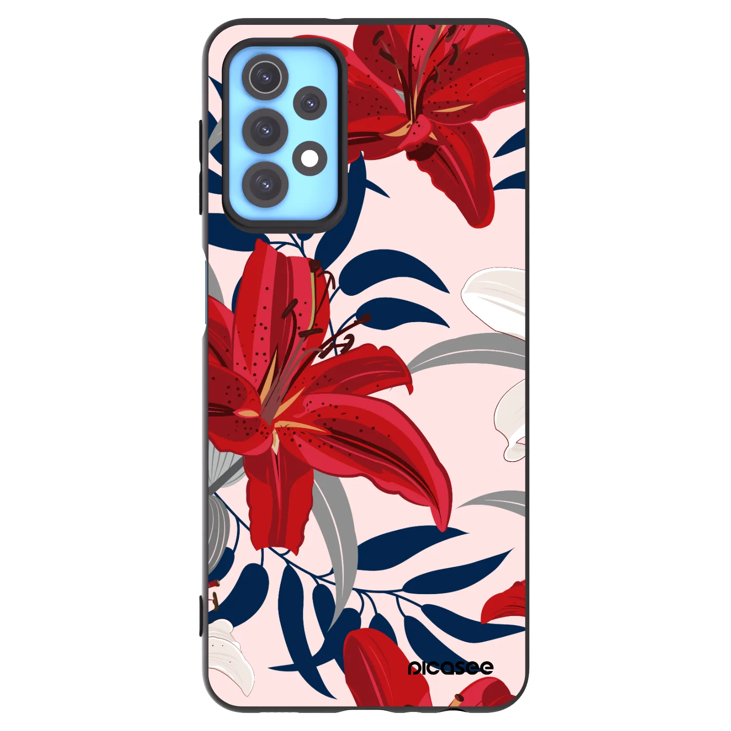 Picasee Μαύρη θήκη σιλικόνης για Samsung Galaxy A32 4G SM-A325F - Red Lily