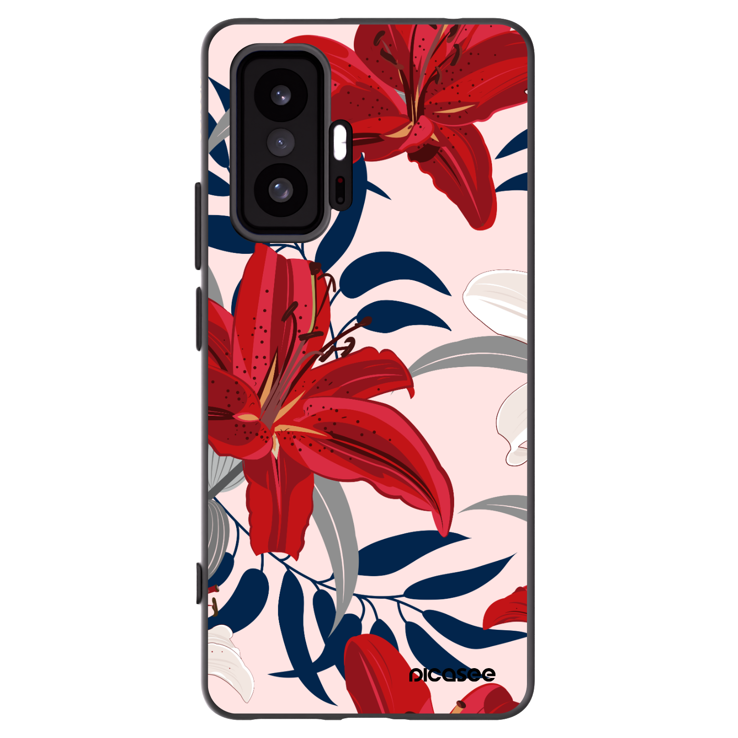 Picasee Μαύρη θήκη σιλικόνης για Xiaomi 11T Pro - Red Lily