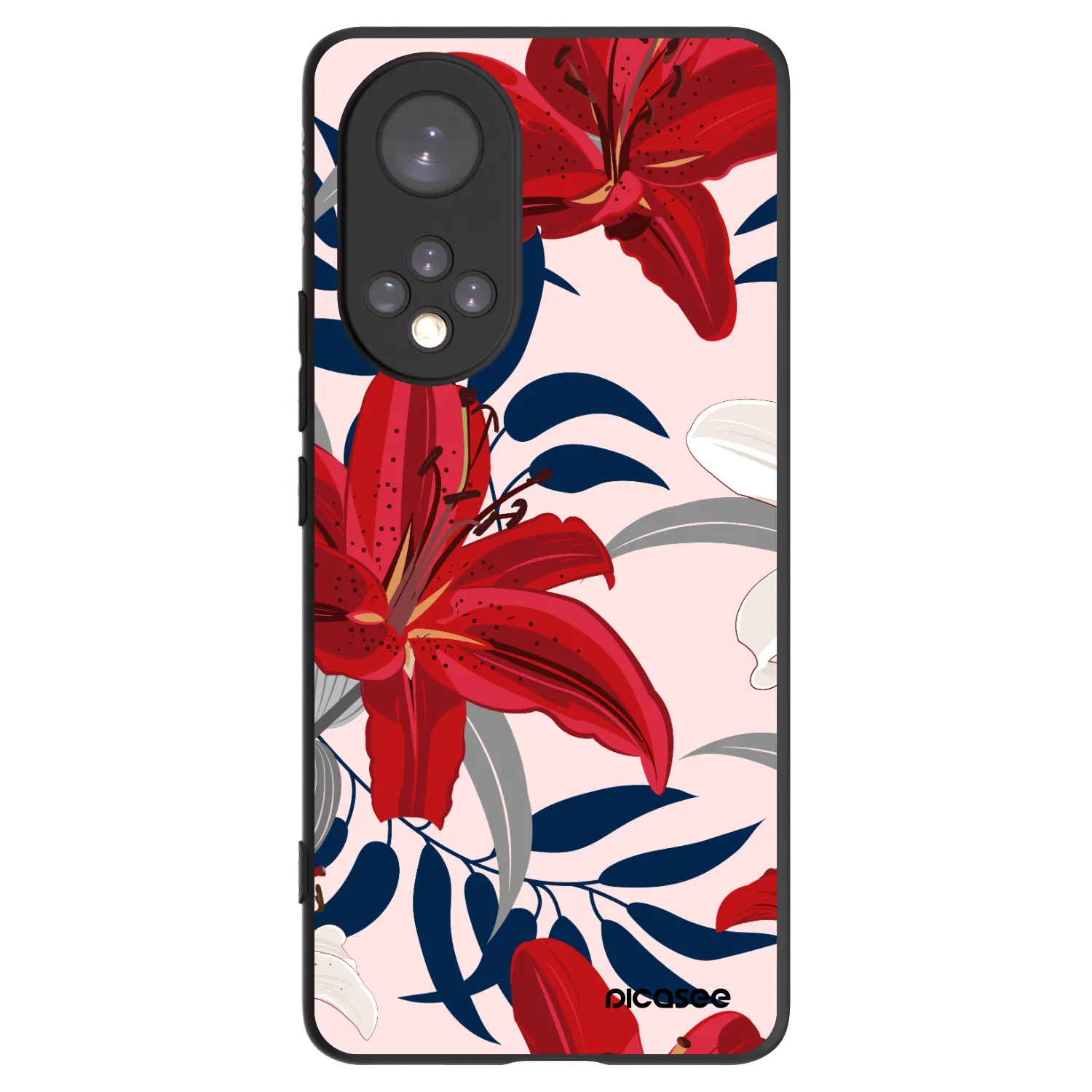 Picasee Μαύρη θήκη σιλικόνης για Huawei Nova 9 - Red Lily