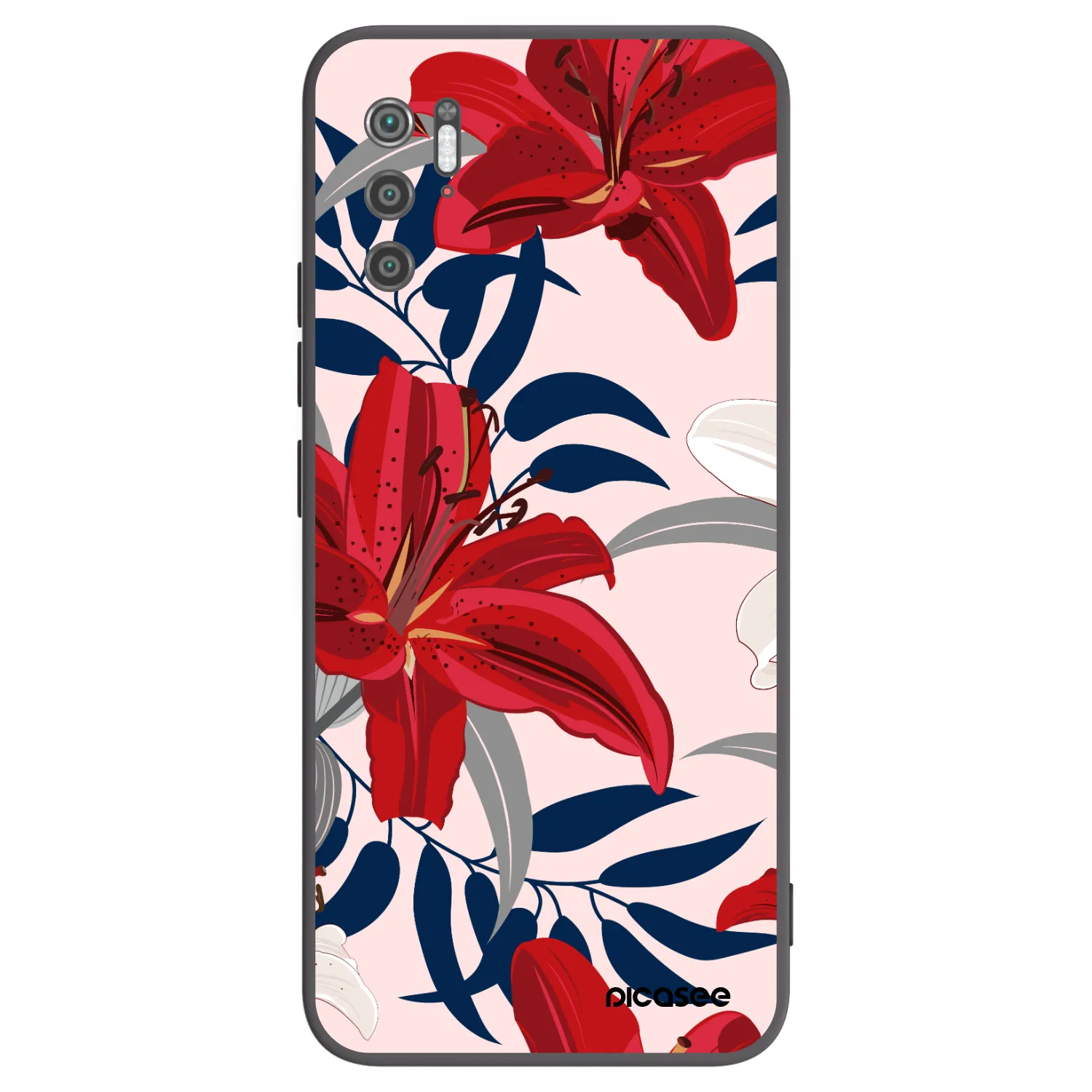 Picasee Μαύρη θήκη σιλικόνης για Xiaomi Poco M3 Pro 5G - Red Lily