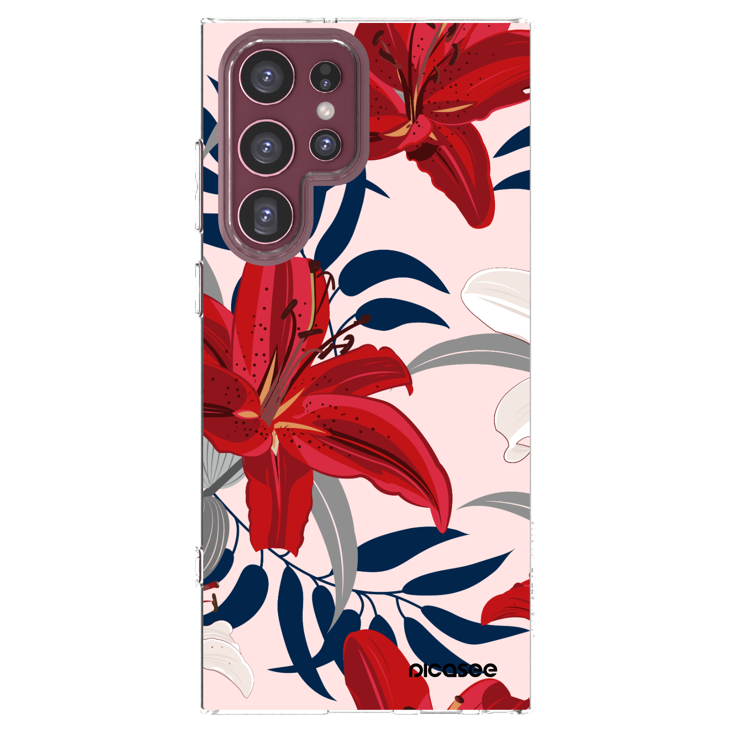 Picasee διαφανής θήκη σιλικόνης Samsung Galaxy S22 Ultra 5G - Red Lily