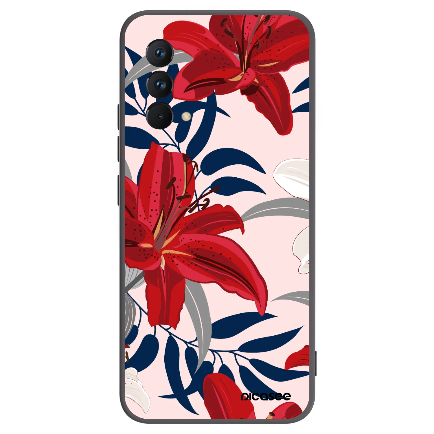 Picasee Μαύρη θήκη σιλικόνης για Realme GT Master Edition 5G - Red Lily