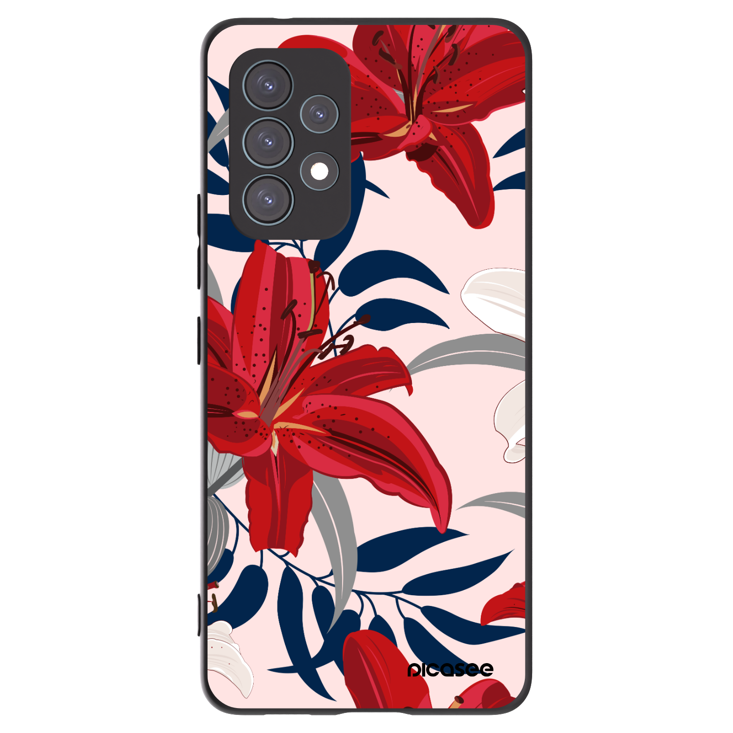 Picasee Μαύρη θήκη σιλικόνης για Samsung Galaxy A53 5G A536 - Red Lily