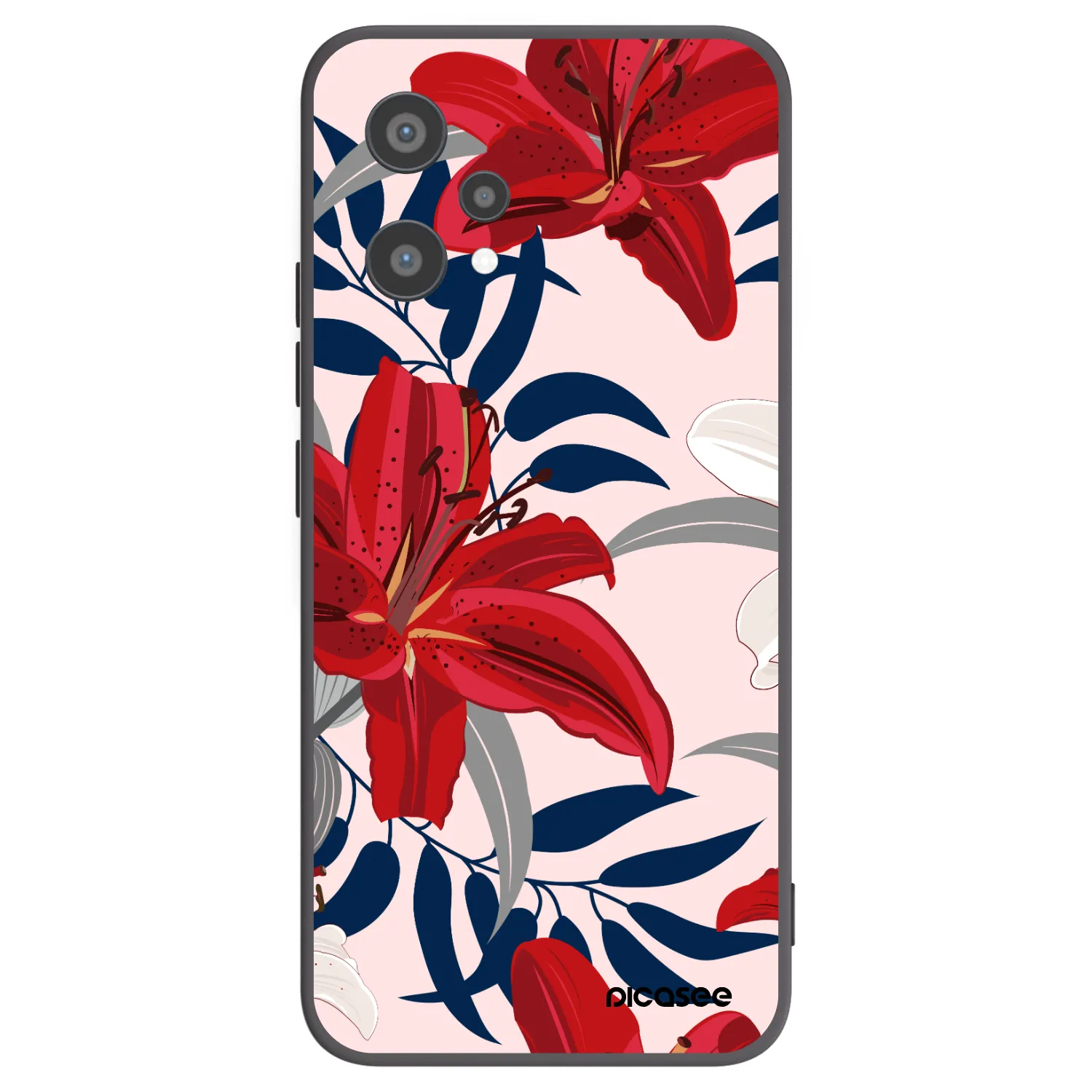 Picasee Μαύρη θήκη σιλικόνης για Realme 9 Pro 5G - Red Lily