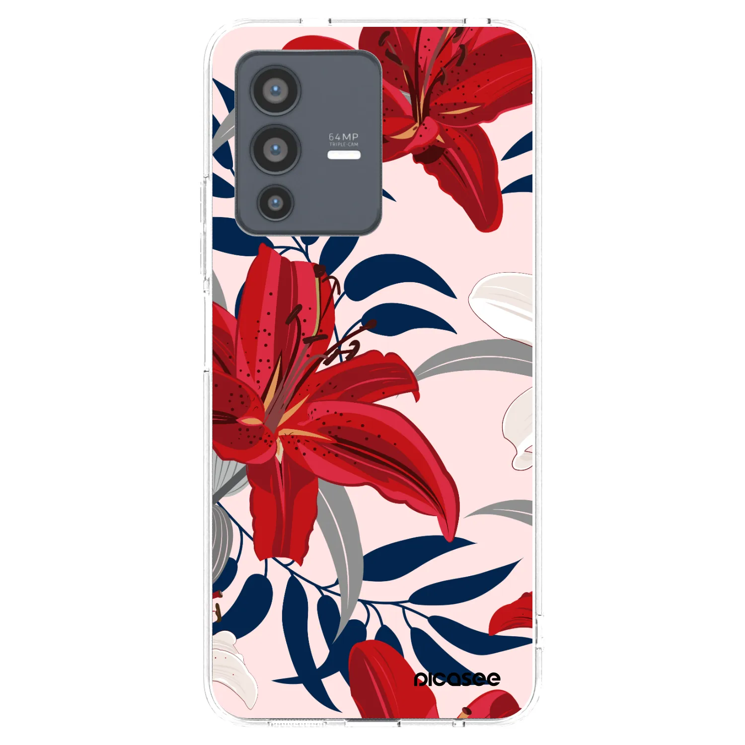 Picasee διαφανής θήκη σιλικόνης Vivo V23 5G - Red Lily