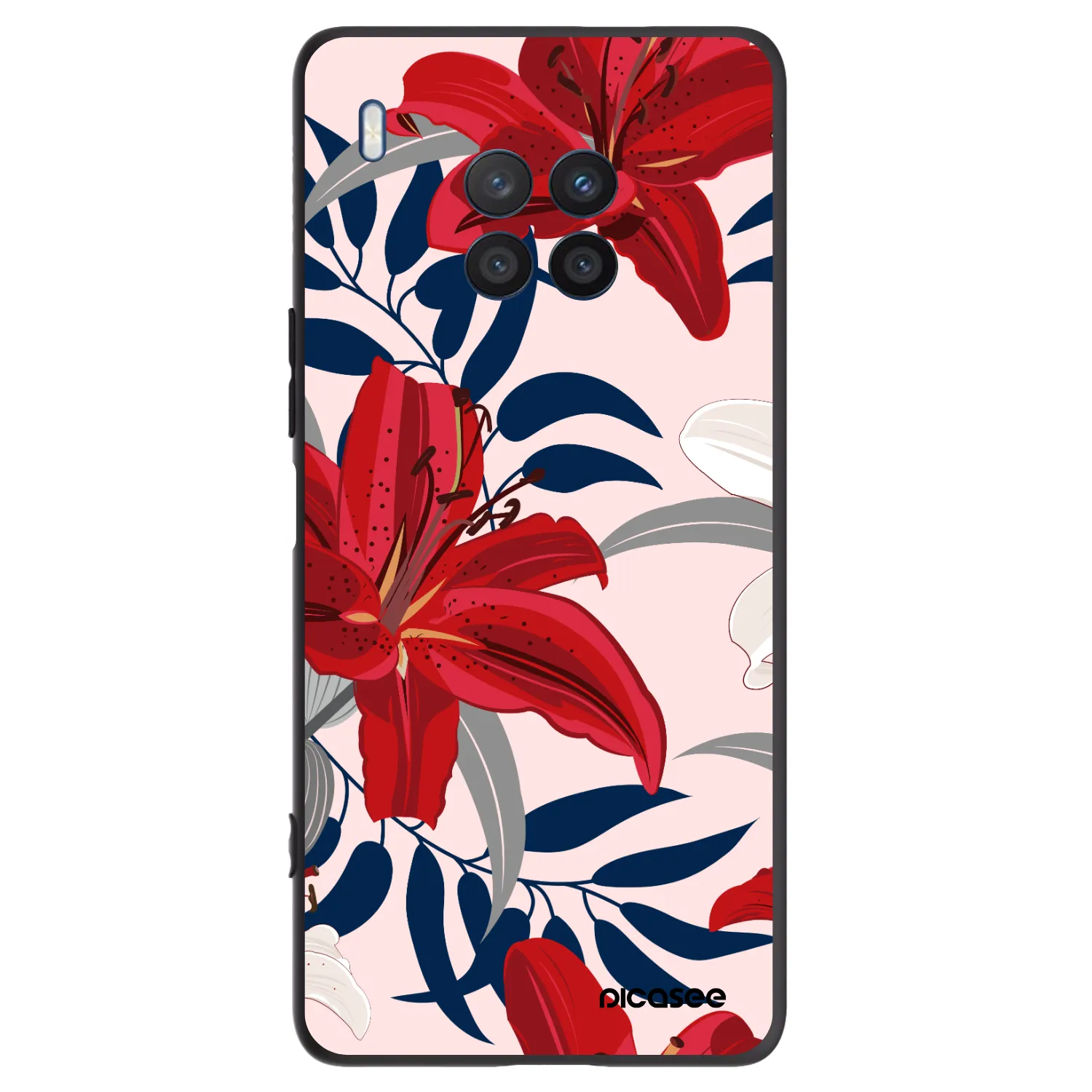 Picasee Μαύρη θήκη σιλικόνης για Honor 50 Lite - Red Lily