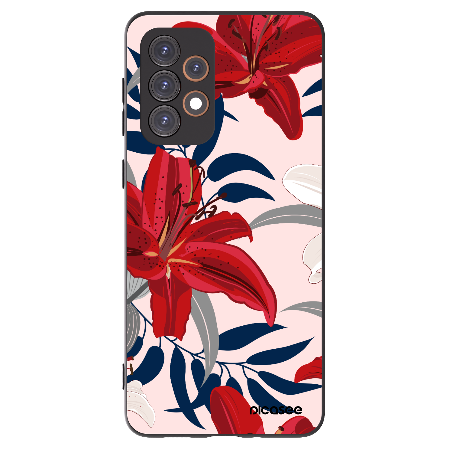 Picasee Μαύρη θήκη σιλικόνης για Samsung Galaxy A33 5G A336 - Red Lily