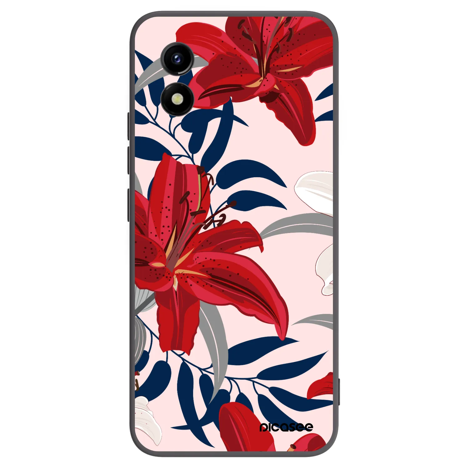 Picasee Μαύρη θήκη σιλικόνης για Vivo Y01 - Red Lily