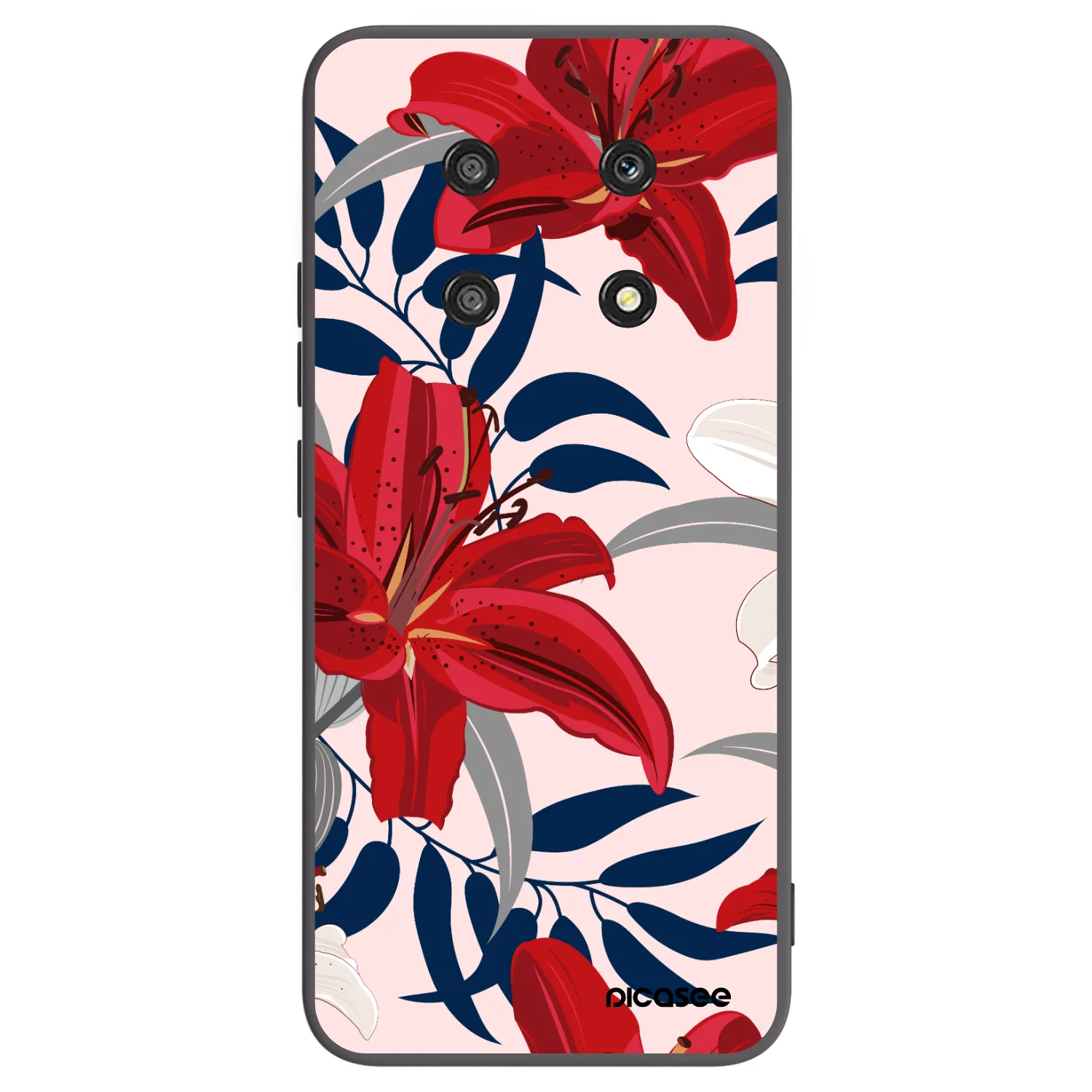 Picasee Μαύρη θήκη σιλικόνης για Honor Magic4 Lite 5G - Red Lily