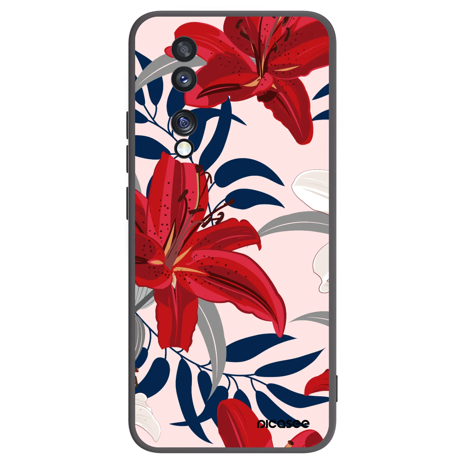 Picasee Μαύρη θήκη σιλικόνης για Honor 70 - Red Lily