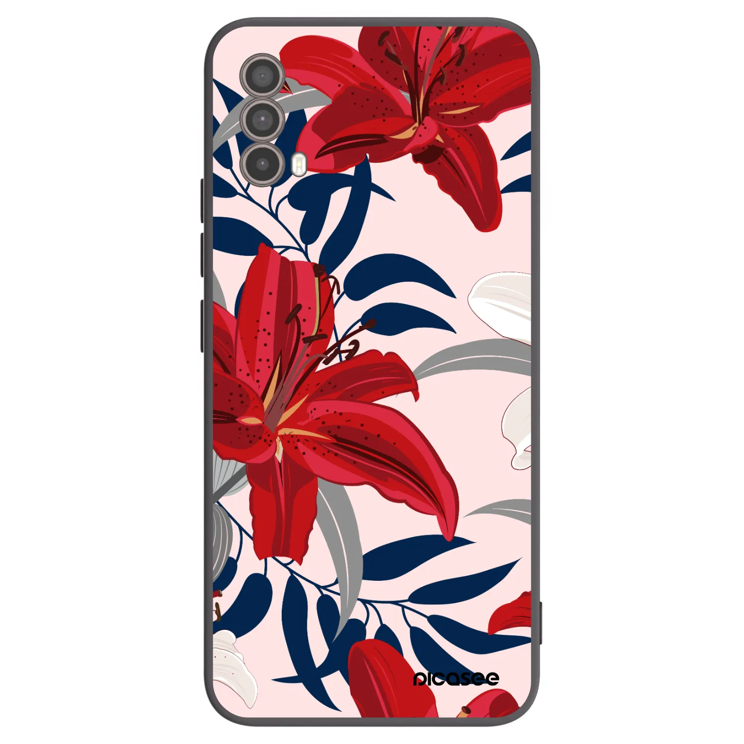 Picasee Μαύρη θήκη σιλικόνης για Motorola Moto E40 - Red Lily