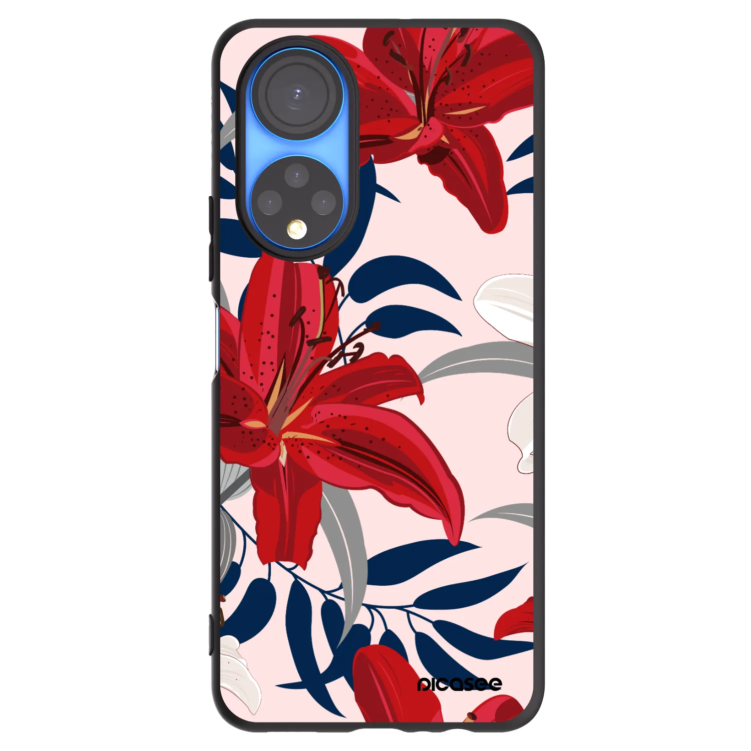 Picasee Μαύρη θήκη σιλικόνης για Honor X7 - Red Lily