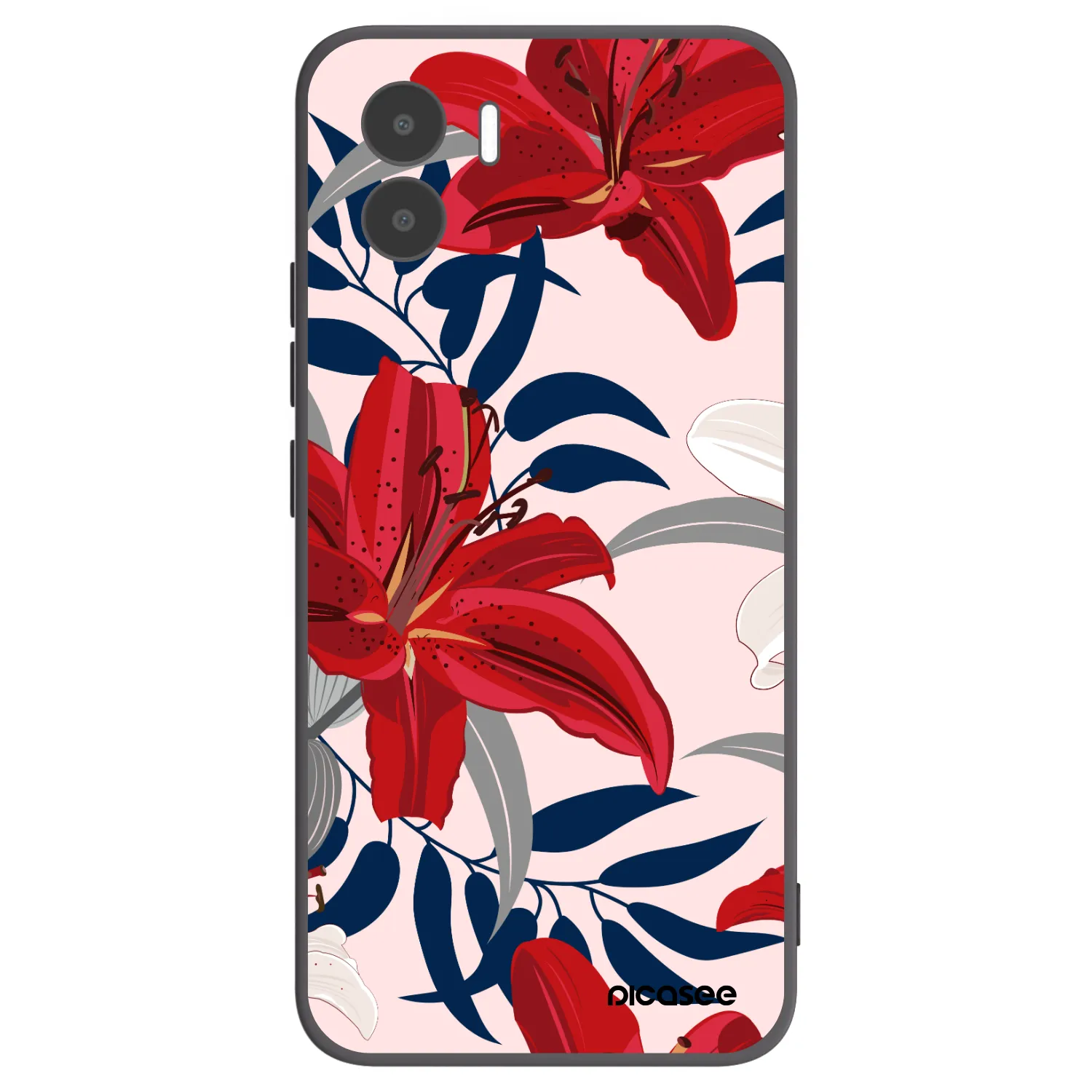 Picasee Μαύρη θήκη σιλικόνης για Xiaomi Redmi A1 - Red Lily
