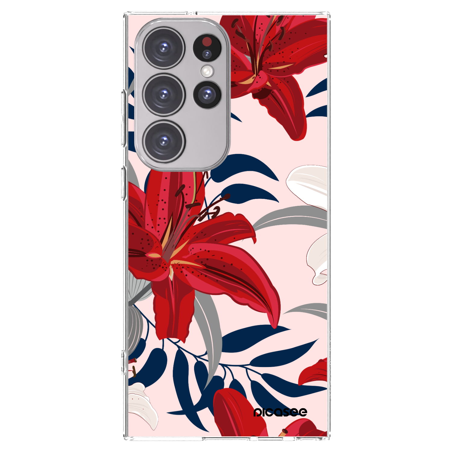 Picasee διαφανής θήκη σιλικόνης Samsung Galaxy S23 Ultra 5G - Red Lily