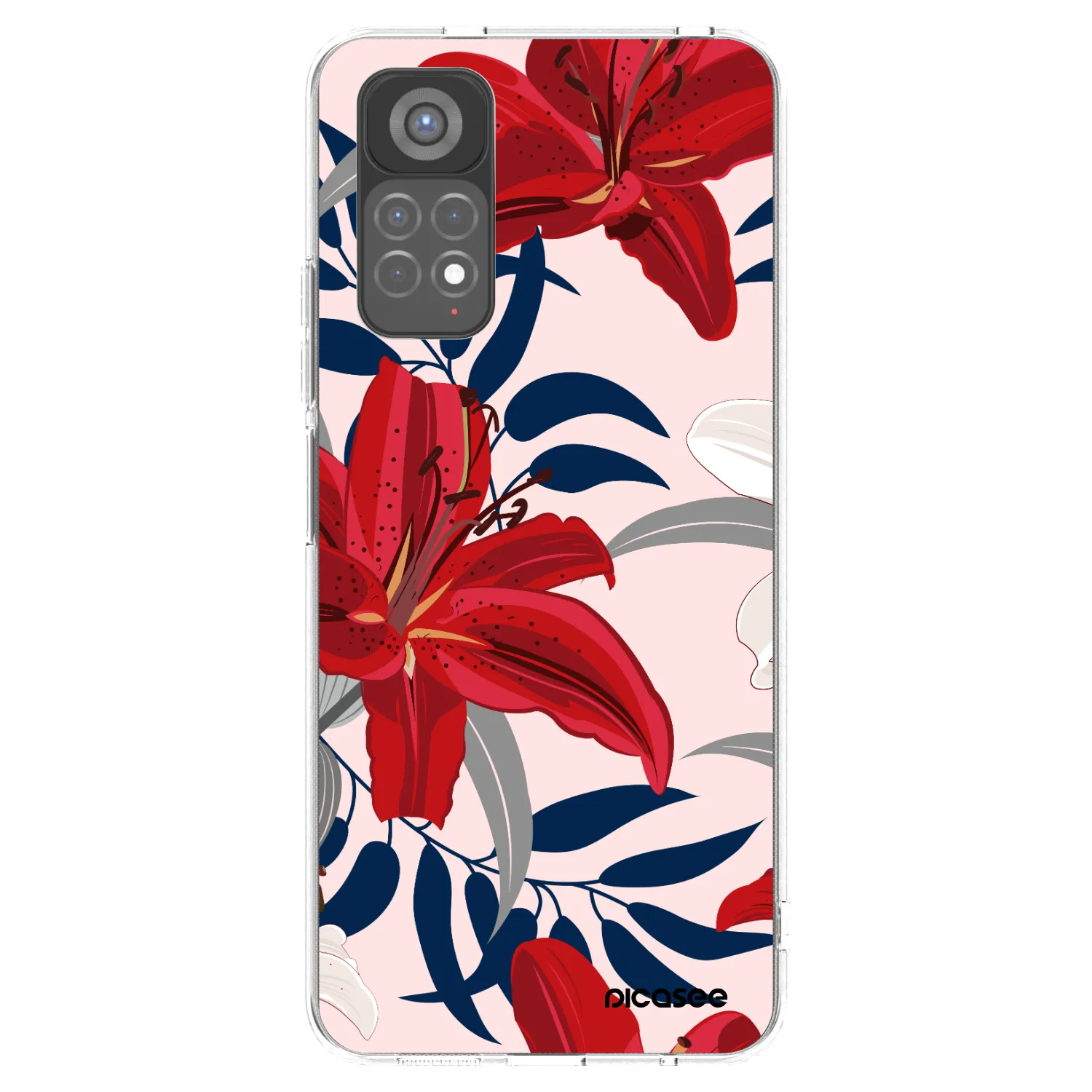 Picasee διαφανής θήκη σιλικόνης Xiaomi Redmi Note 11S 5G - Red Lily