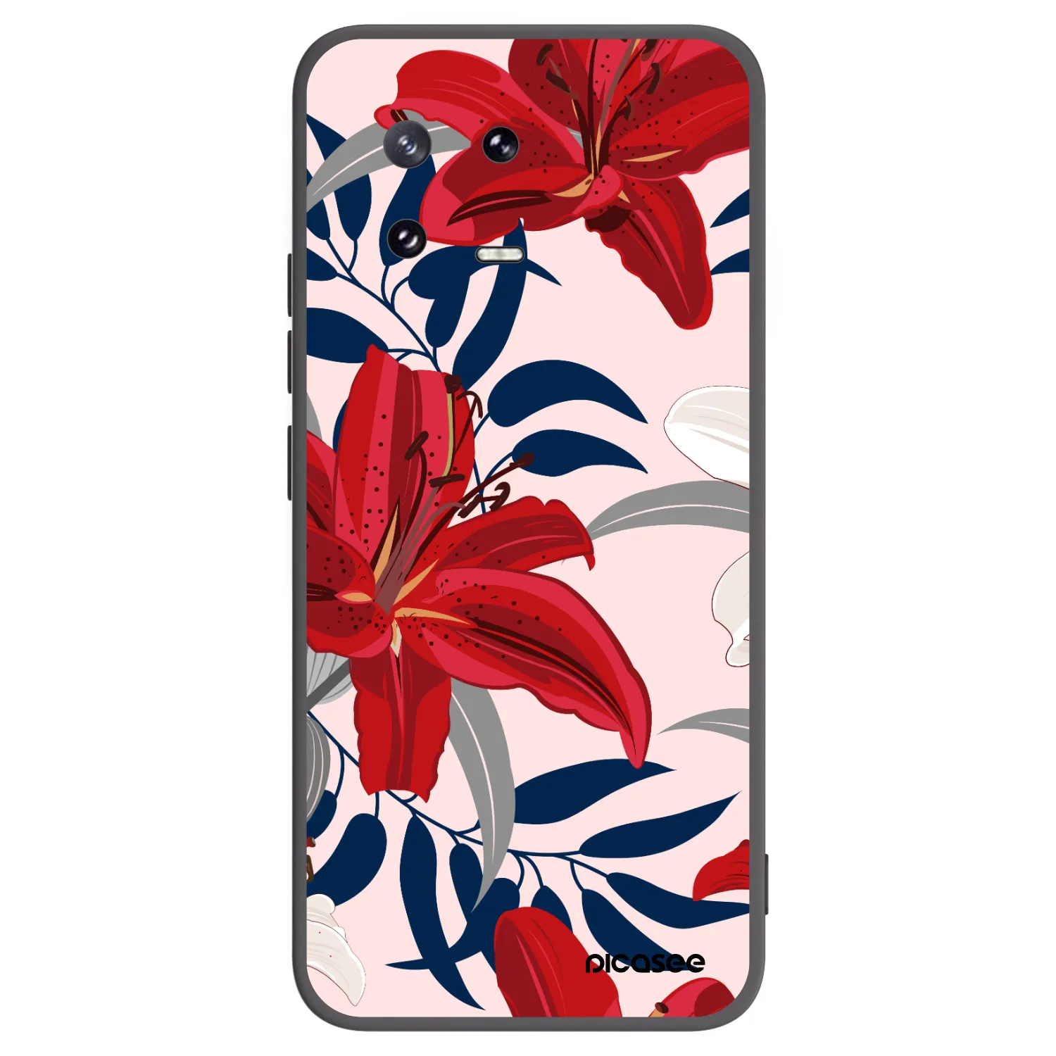 Picasee Μαύρη θήκη σιλικόνης για Xiaomi 13 Pro - Red Lily