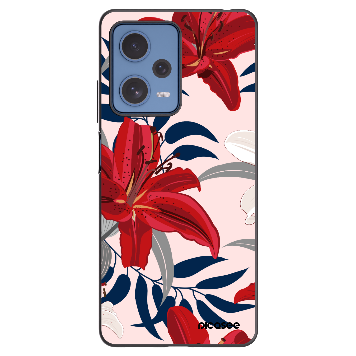 Picasee Μαύρη θήκη σιλικόνης για Xiaomi Redmi Note 12 Pro 5G - Red Lily
