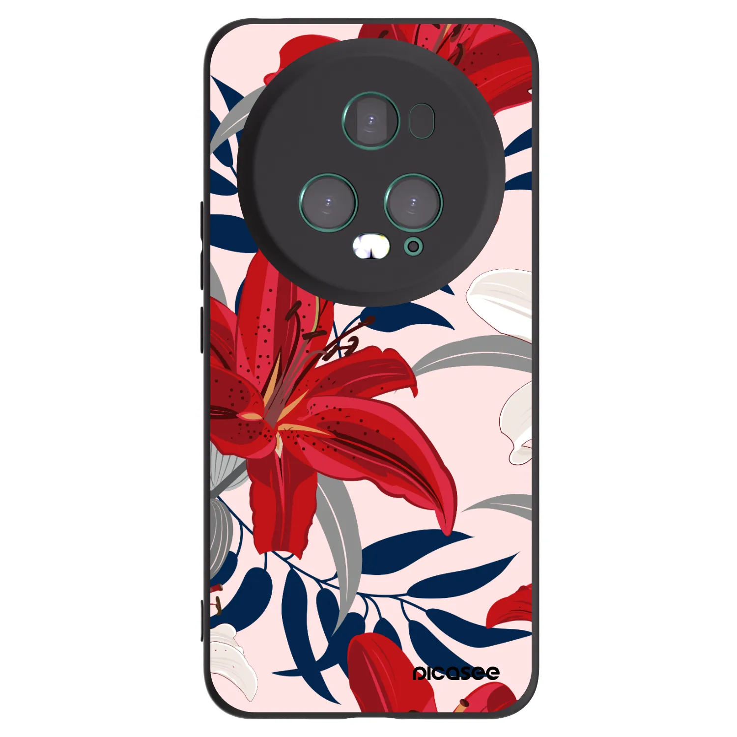 Picasee Μαύρη θήκη σιλικόνης για Honor Magic5 Pro - Red Lily