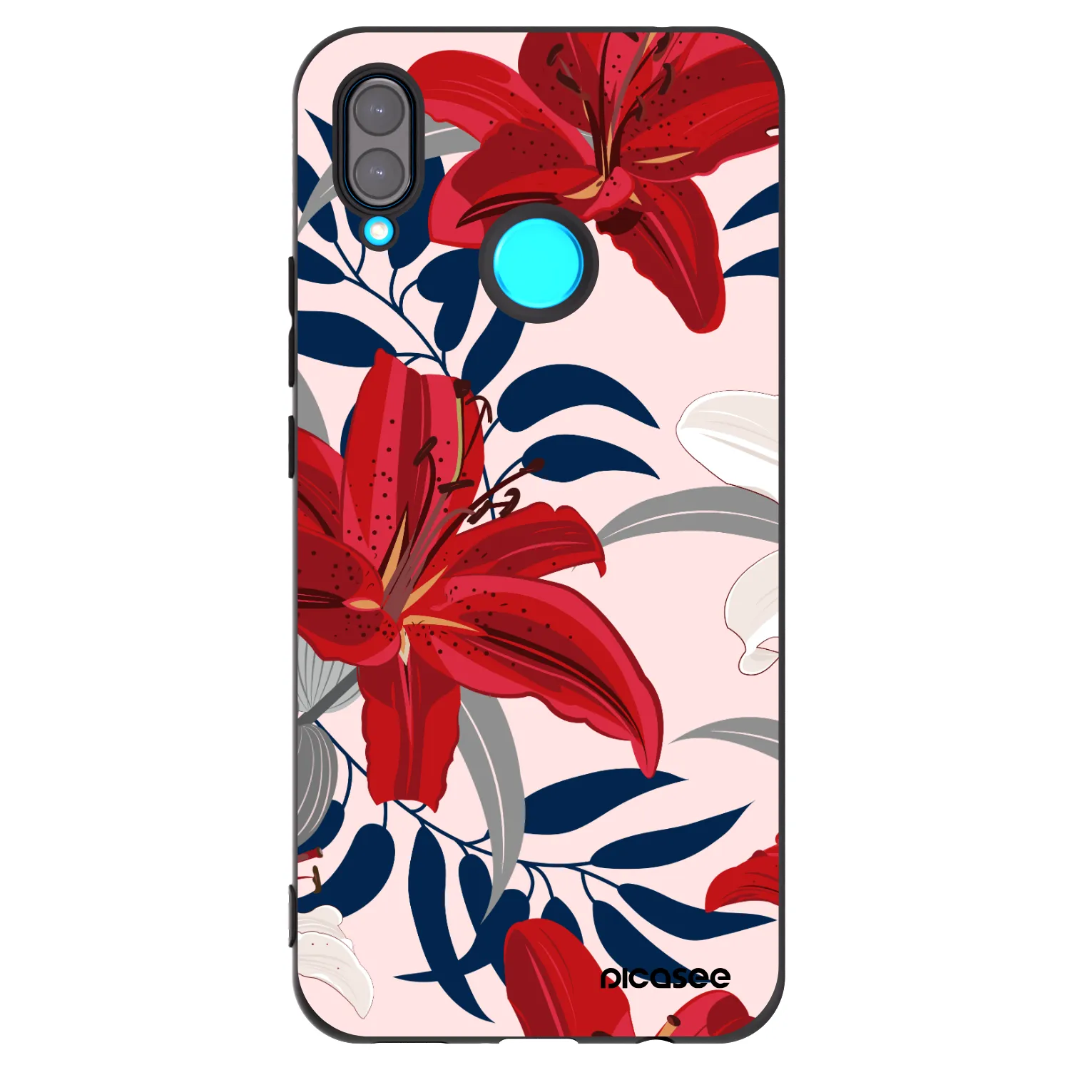 Picasee Μαύρη θήκη σιλικόνης για Huawei Nova 3i - Red Lily