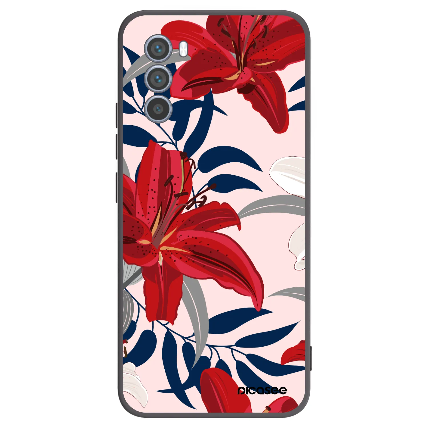 Picasee Μαύρη θήκη σιλικόνης για Motorola Moto G62 - Red Lily