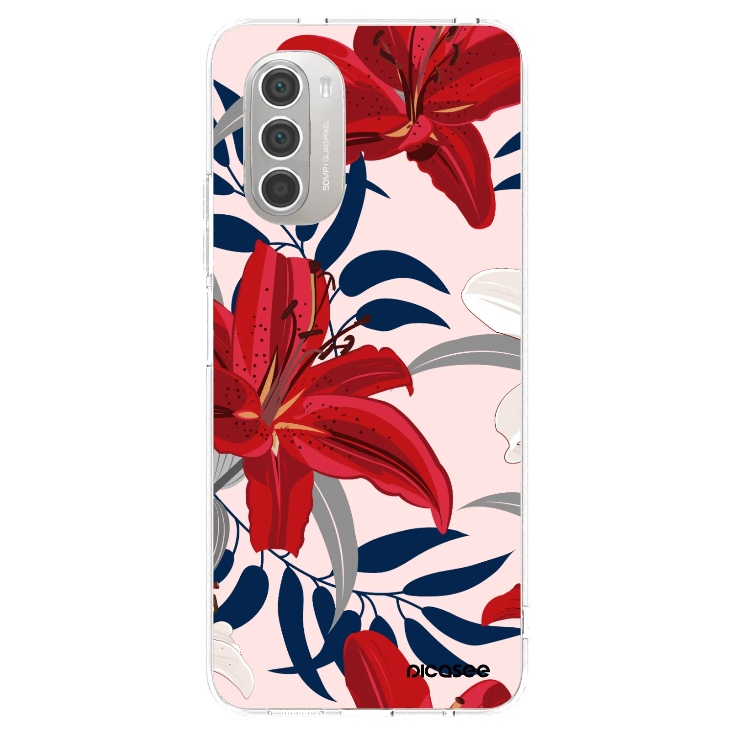 Picasee διαφανής θήκη σιλικόνης Motorola Moto G51 - Red Lily