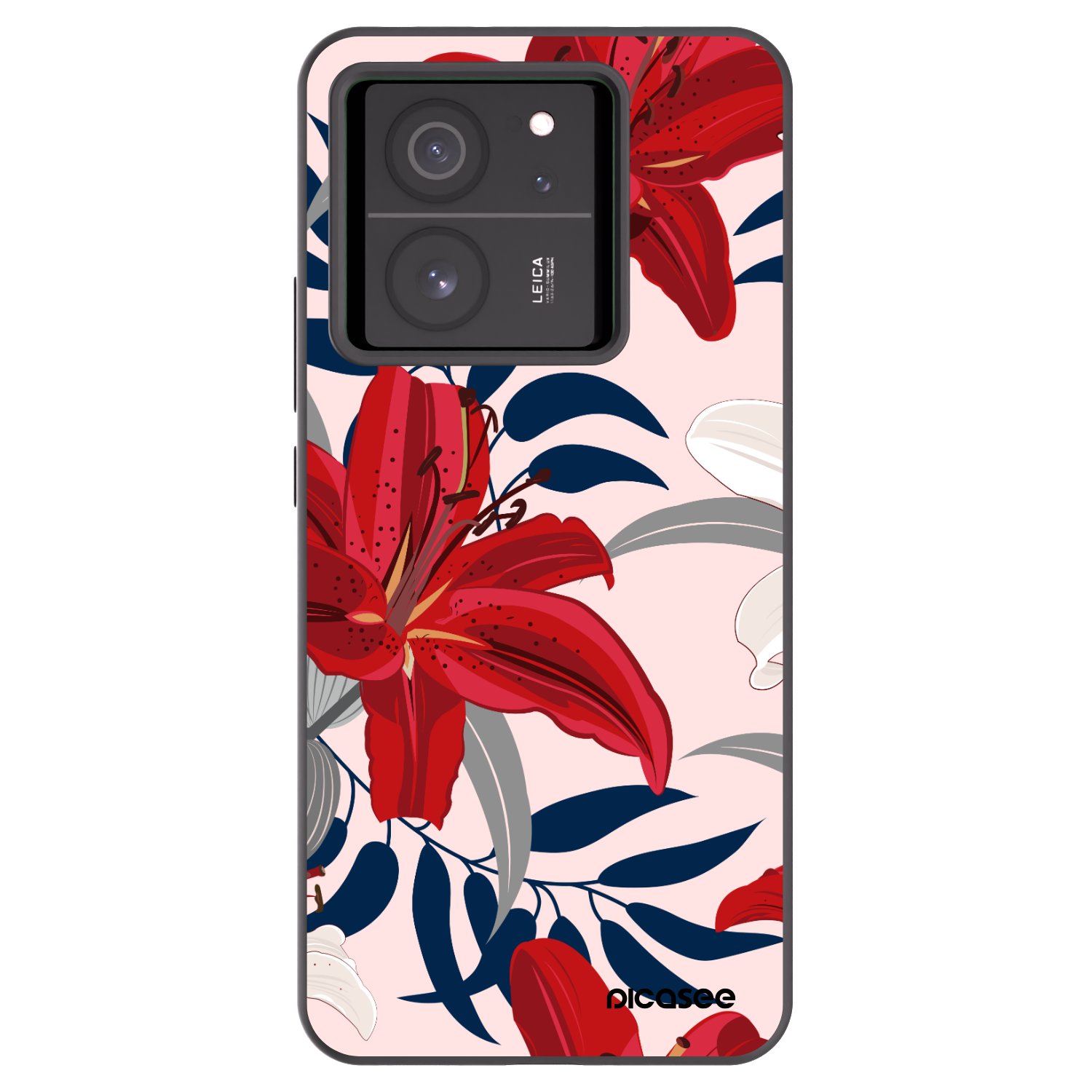 Picasee Μαύρη θήκη σιλικόνης για Xiaomi 13T - Red Lily