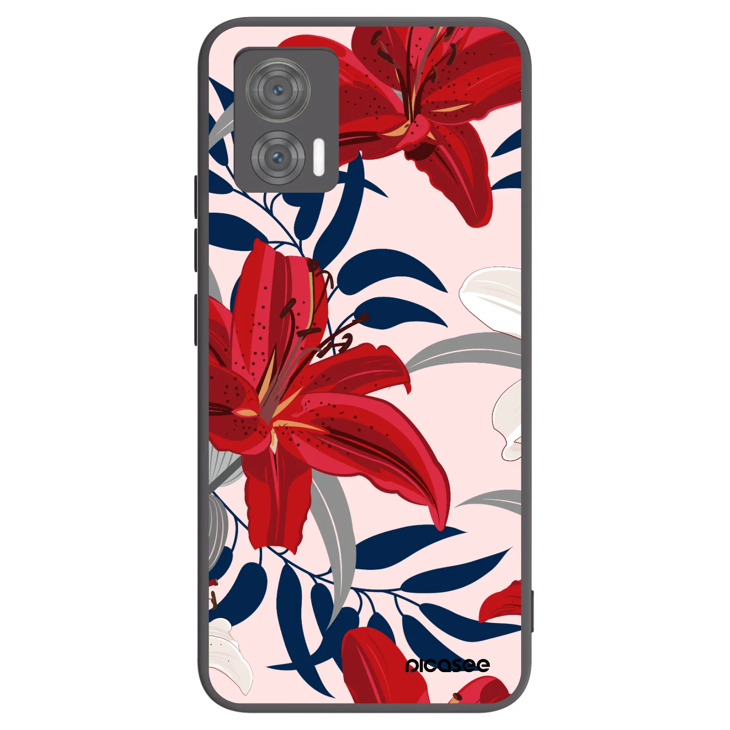 Picasee Μαύρη θήκη σιλικόνης για Motorola Edge 30 Neo - Red Lily