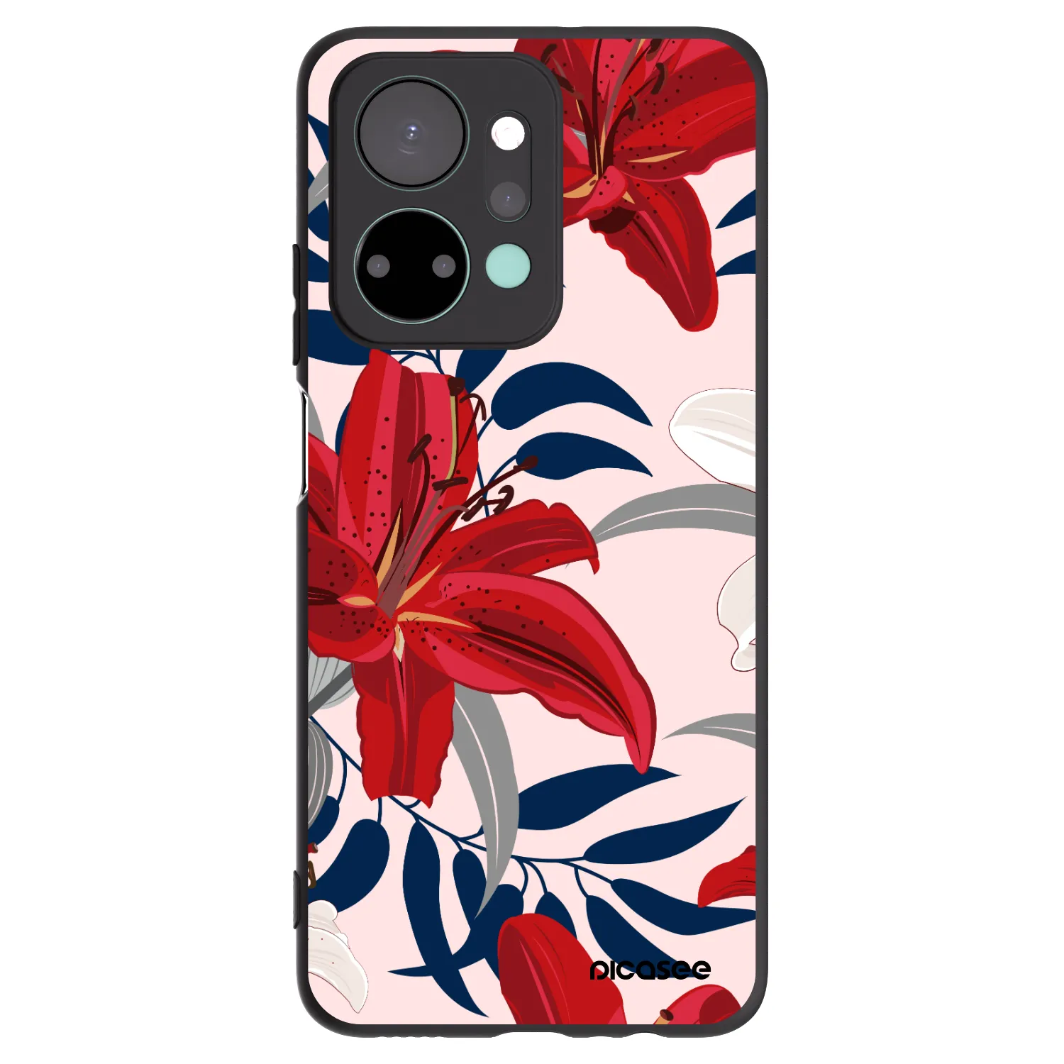 Picasee Μαύρη θήκη σιλικόνης για Honor X7a - Red Lily