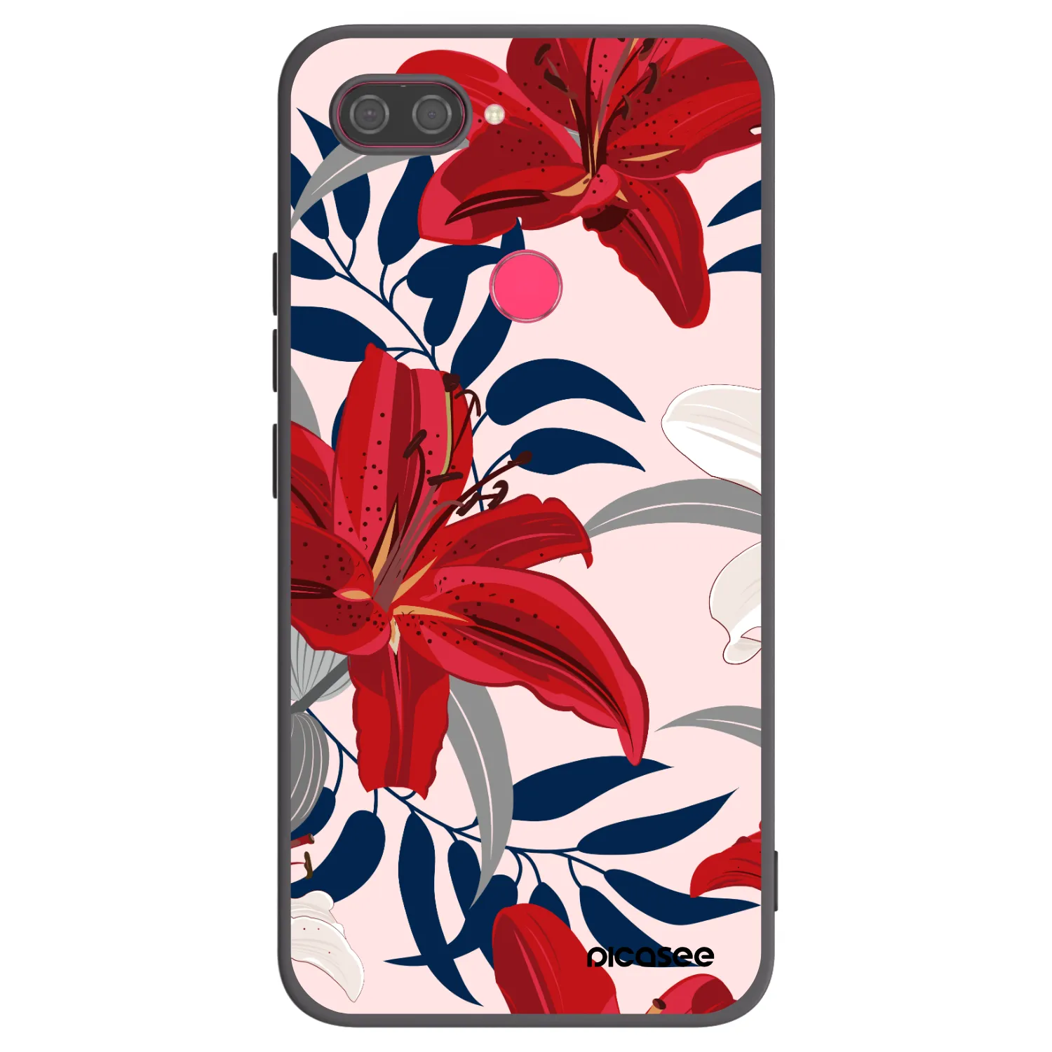 Picasee Μαύρη θήκη σιλικόνης για Xiaomi Mi 8 Lite - Red Lily