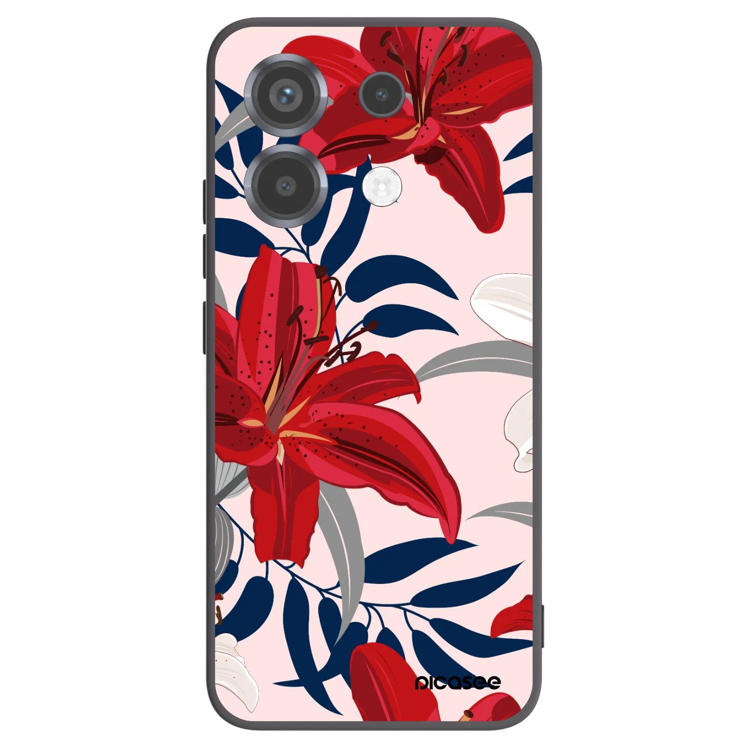 Picasee Μαύρη θήκη σιλικόνης για Xiaomi Poco X6 - Red Lily