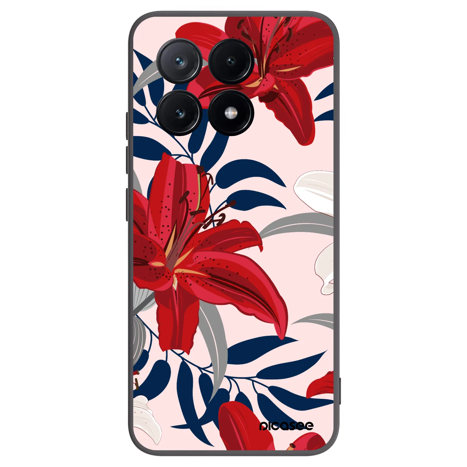 Picasee Μαύρη θήκη σιλικόνης για Xiaomi Poco X6 Pro - Red Lily