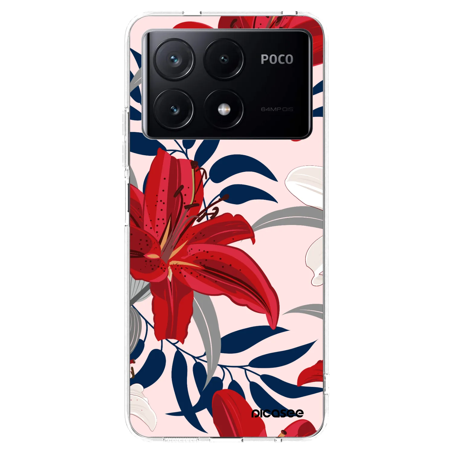 Picasee διαφανής θήκη σιλικόνης Xiaomi Poco X6 Pro - Red Lily
