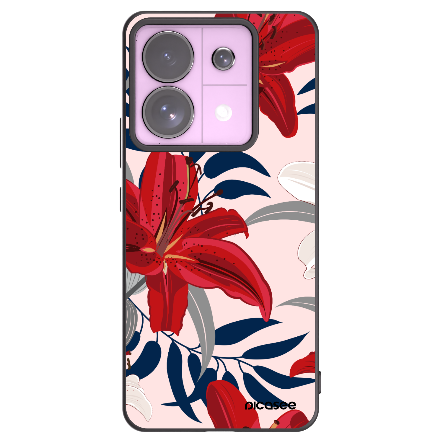 Picasee Μαύρη θήκη σιλικόνης για Xiaomi Redmi Note 13 Pro 5G - Red Lily