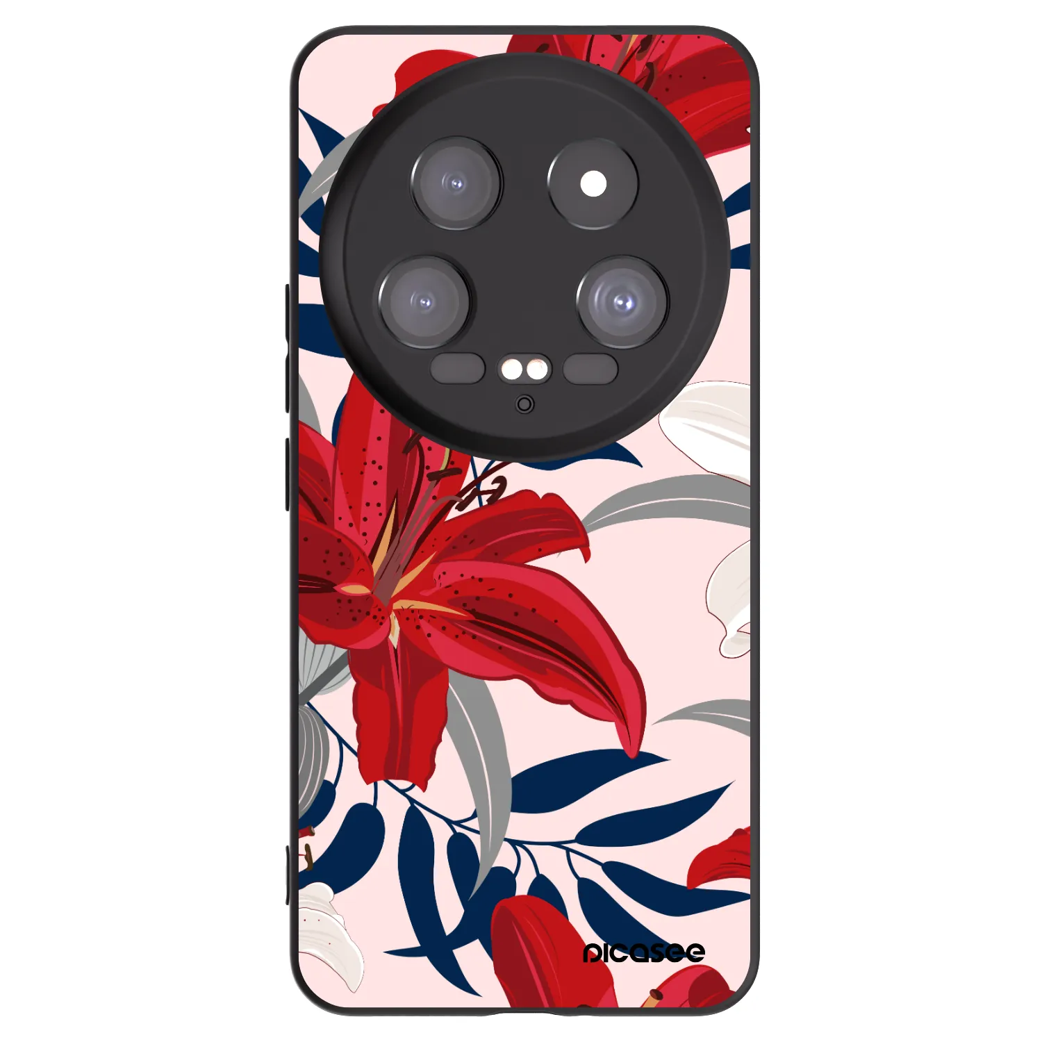 Picasee Μαύρη θήκη σιλικόνης για Xiaomi 14 Ultra - Red Lily