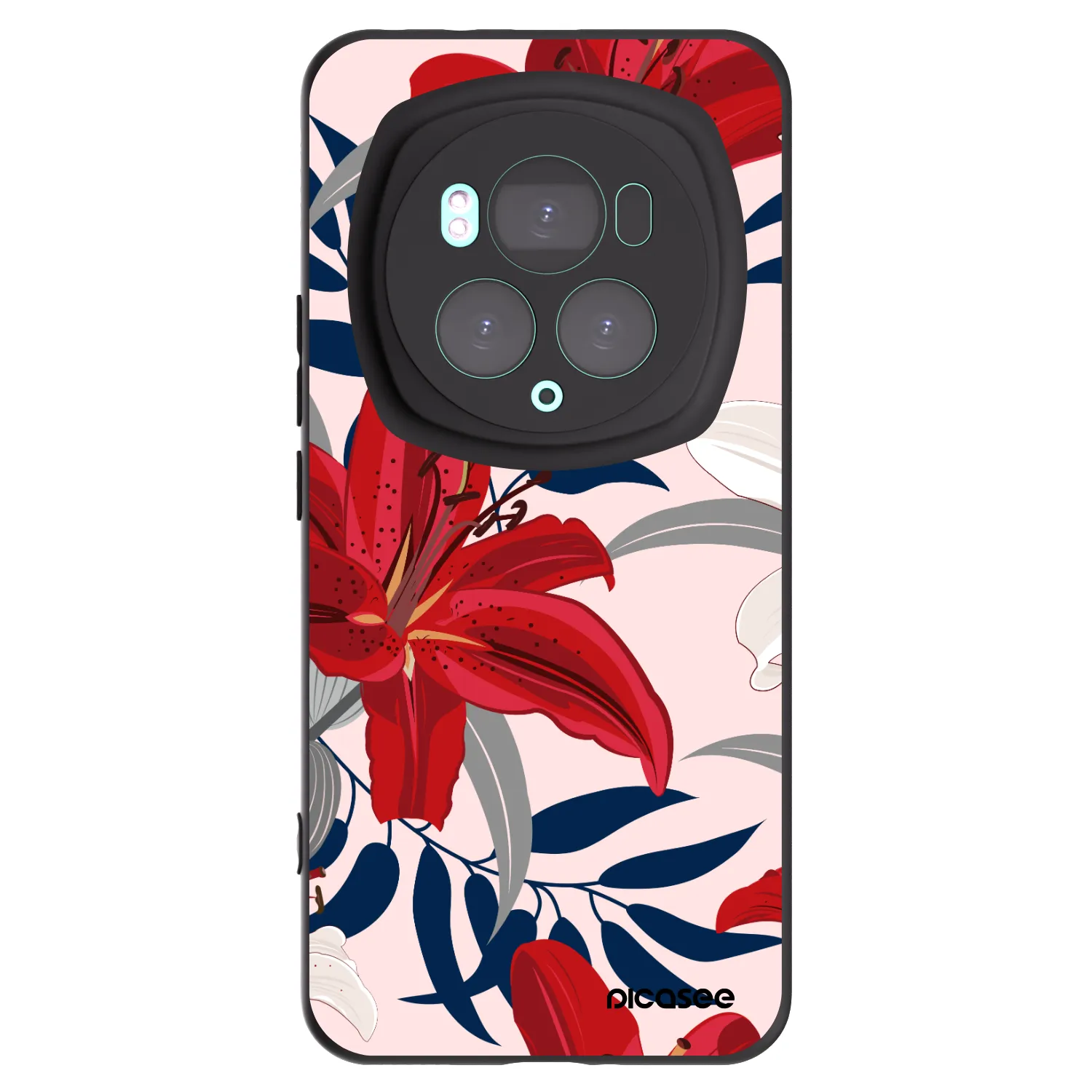 Picasee Μαύρη θήκη σιλικόνης για Honor Magic6 Pro - Red Lily