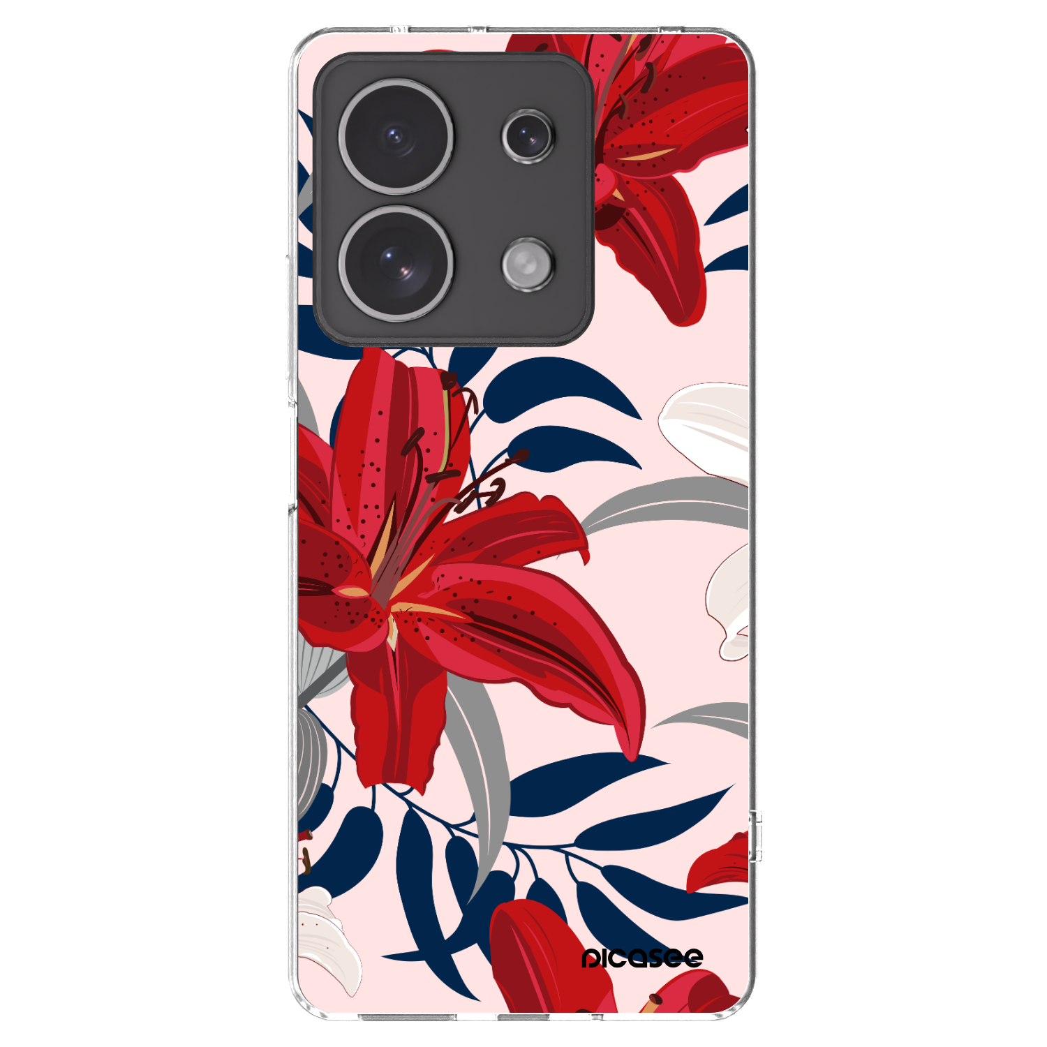 Picasee διαφανής θήκη σιλικόνης Xiaomi Redmi Note 13 4G - Red Lily
