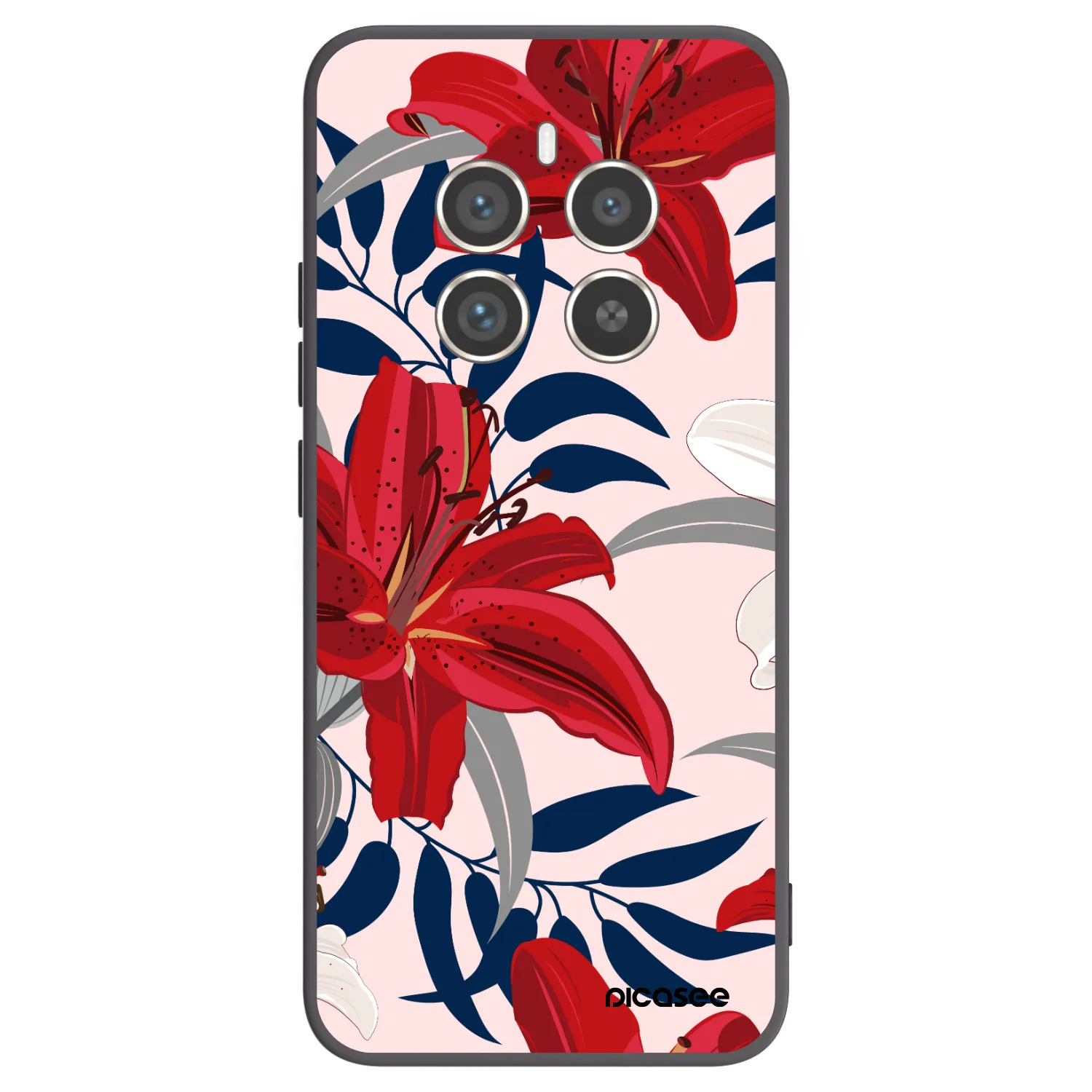 Picasee Μαύρη θήκη σιλικόνης για Realme 12 Pro 5G - Red Lily