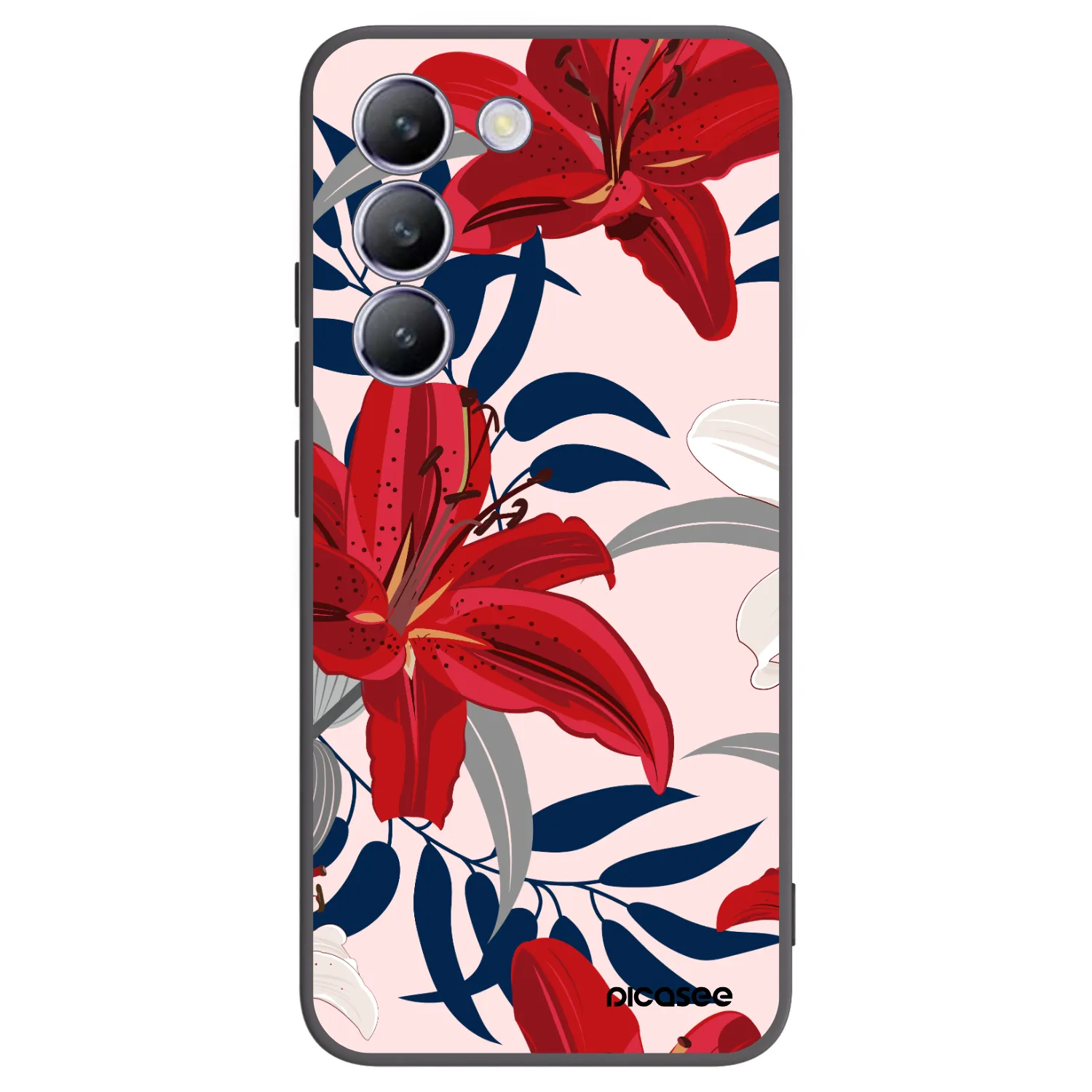 Picasee Μαύρη θήκη σιλικόνης για Vivo V40 SE 5G - Red Lily