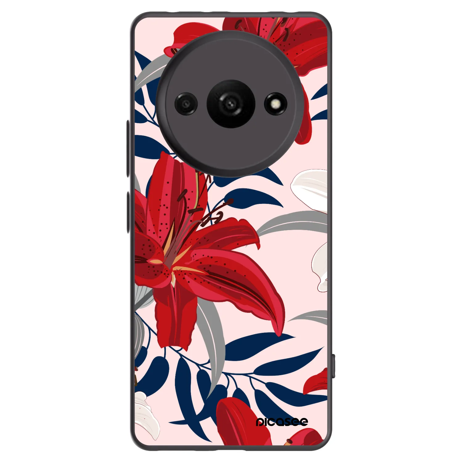 Picasee Μαύρη θήκη σιλικόνης για Xiaomi Redmi A3 - Red Lily