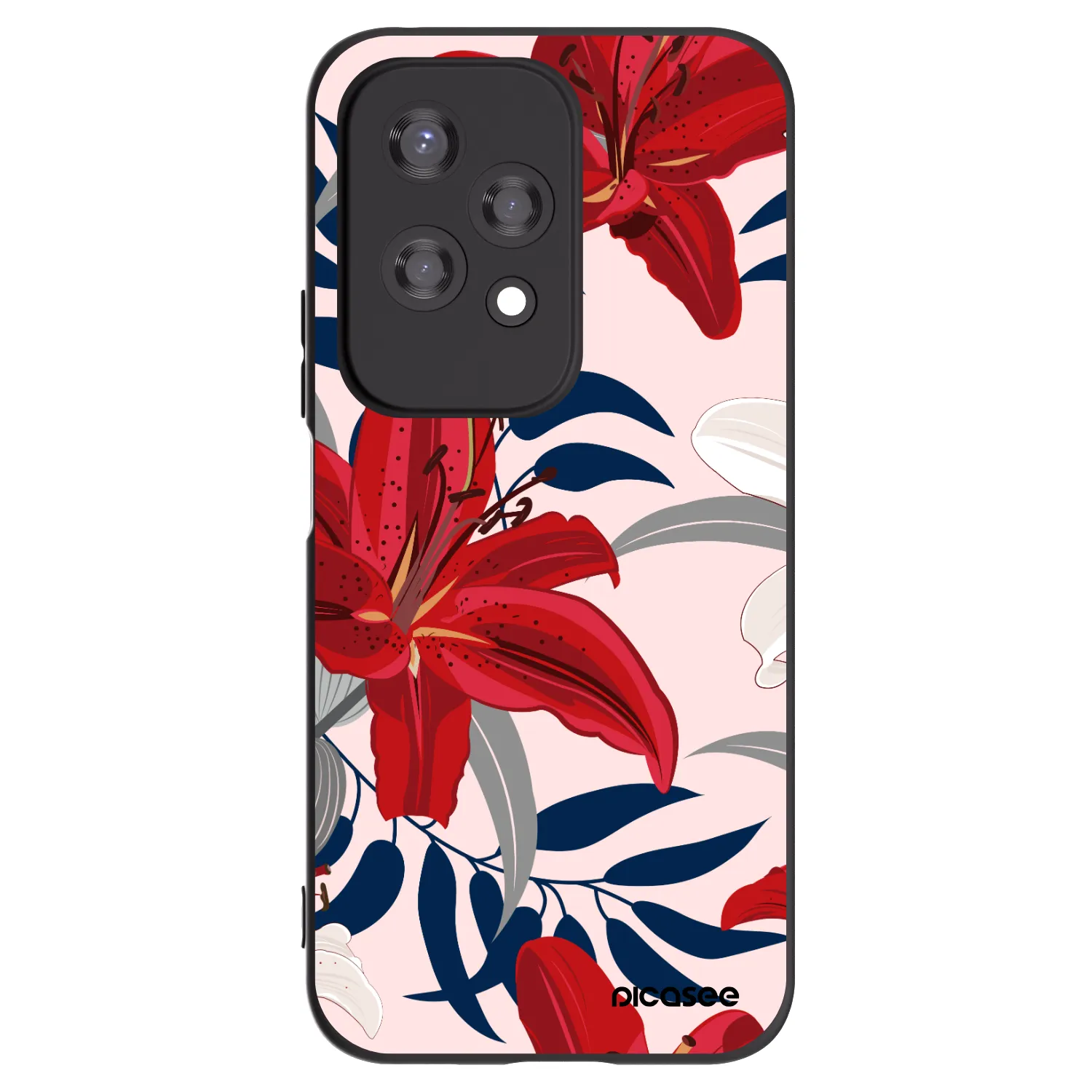 Picasee Μαύρη θήκη σιλικόνης για Honor 200 Lite - Red Lily