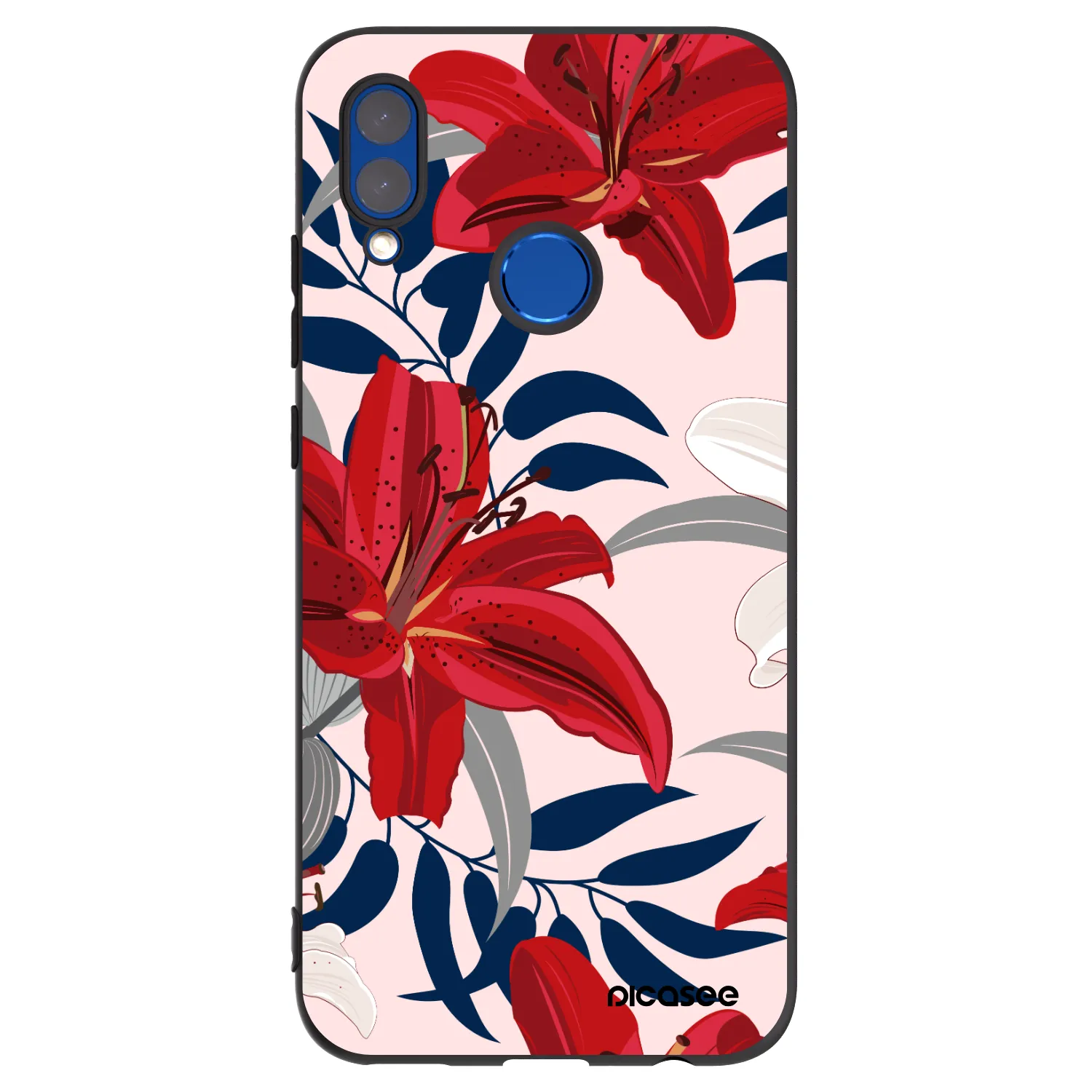 Picasee Μαύρη θήκη σιλικόνης για Honor 10 Lite - Red Lily