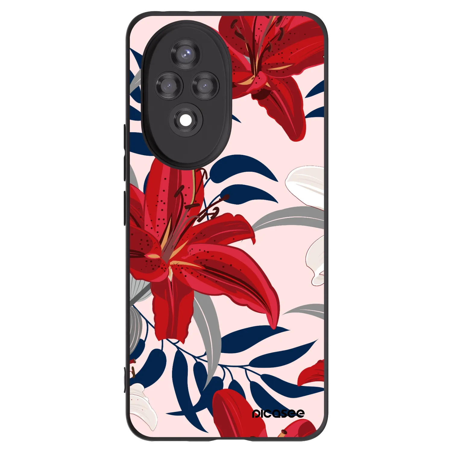 Picasee Μαύρη θήκη σιλικόνης για Honor 200 5G - Red Lily