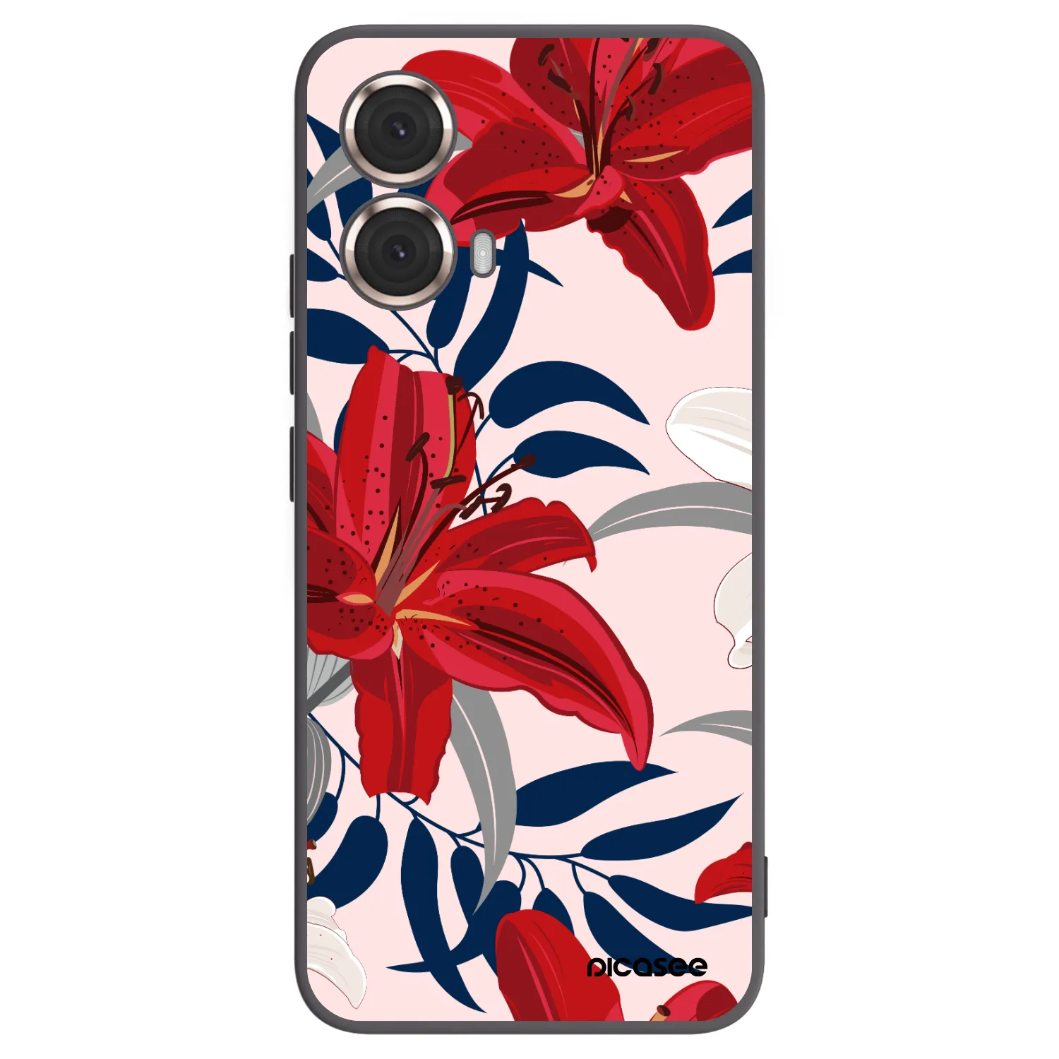 Picasee Μαύρη θήκη σιλικόνης για Motorola Moto G85 - Red Lily