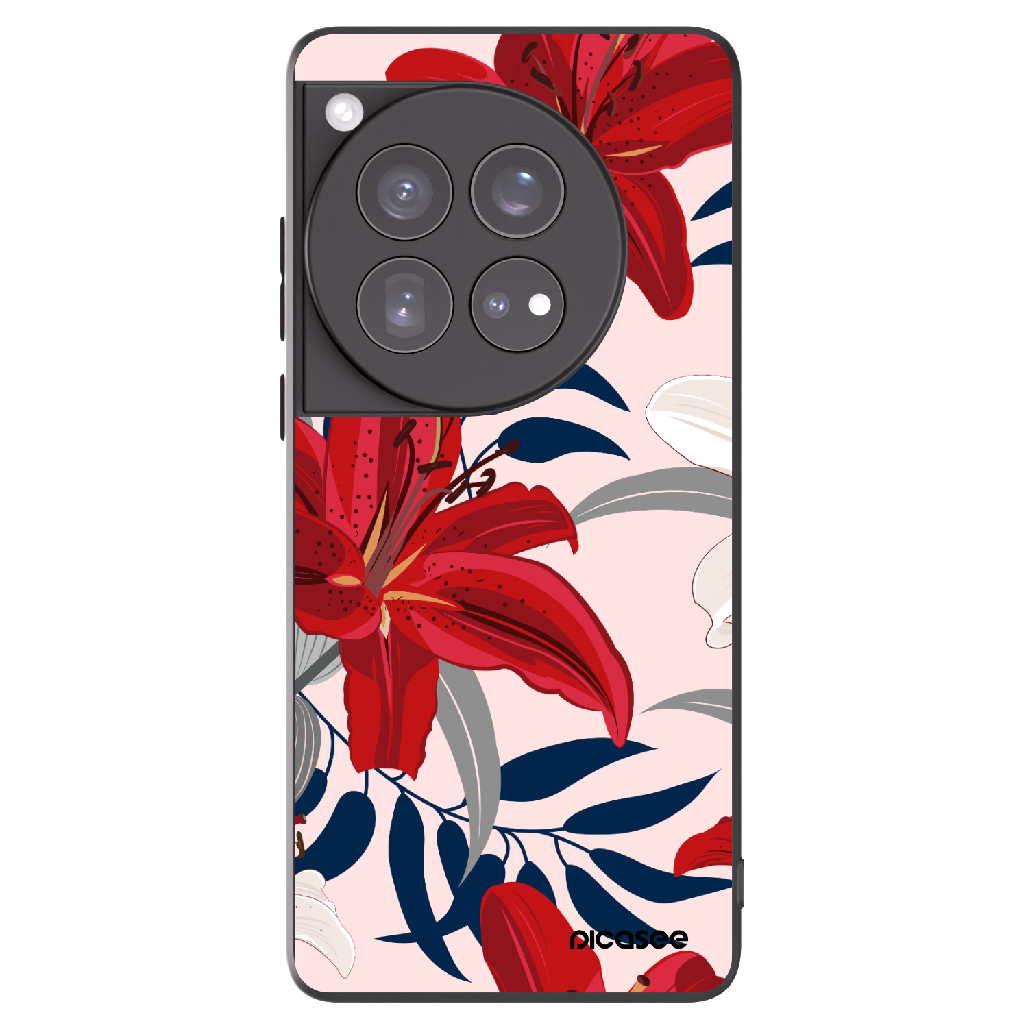 Picasee Μαύρη θήκη σιλικόνης για OnePlus 12 5G - Red Lily
