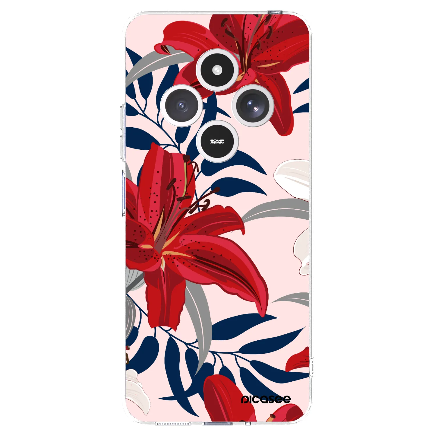 Picasee διαφανής θήκη σιλικόνης Xiaomi Redmi 14C - Red Lily