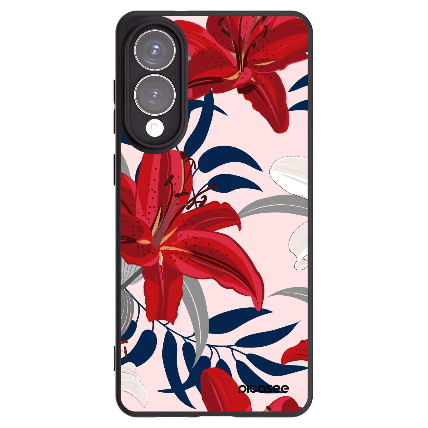Picasee Μαύρη θήκη σιλικόνης για Samsung Galaxy S25 Edge 5G - Red Lily