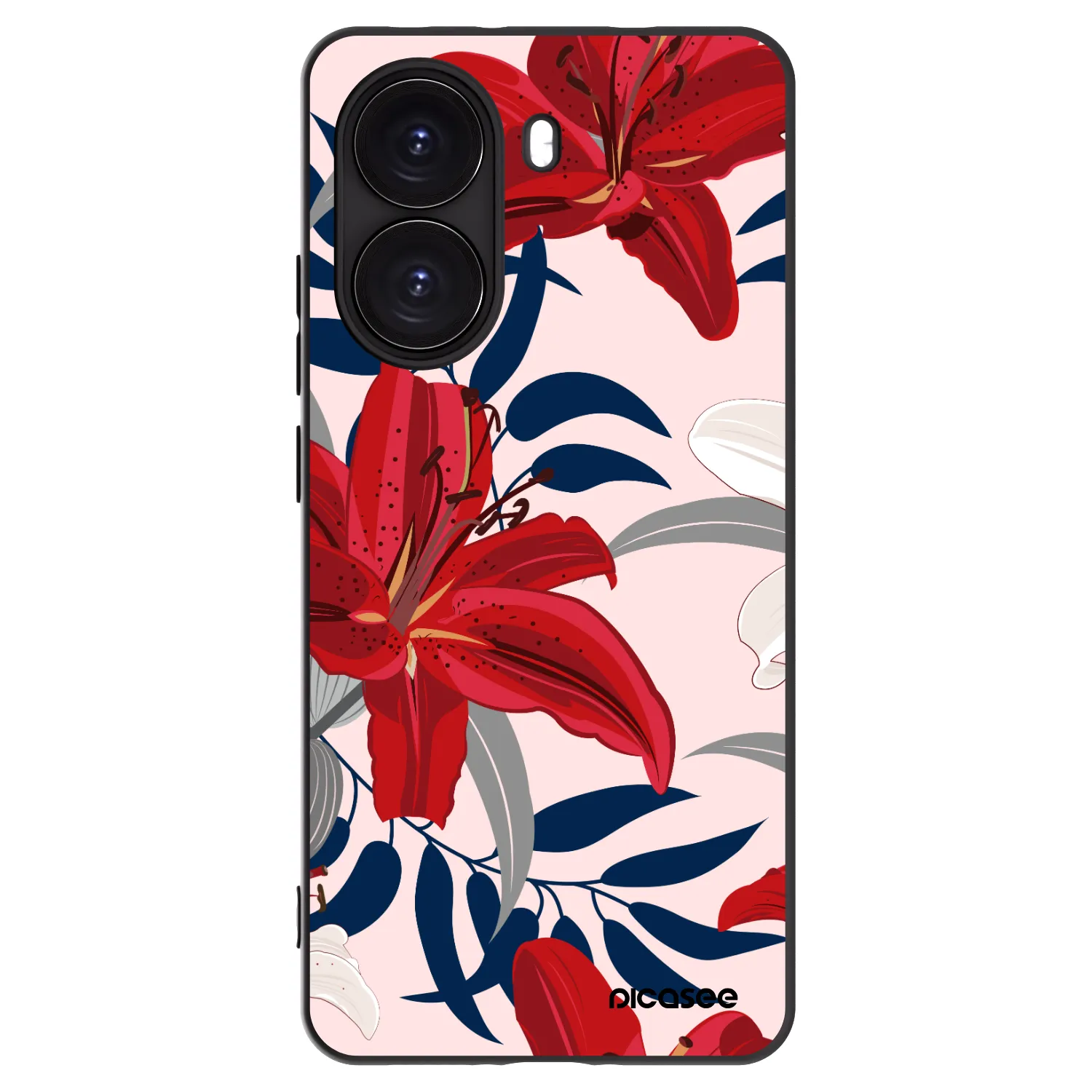 Picasee Μαύρη θήκη σιλικόνης για Xiaomi Poco X7 Pro 5G - Red Lily