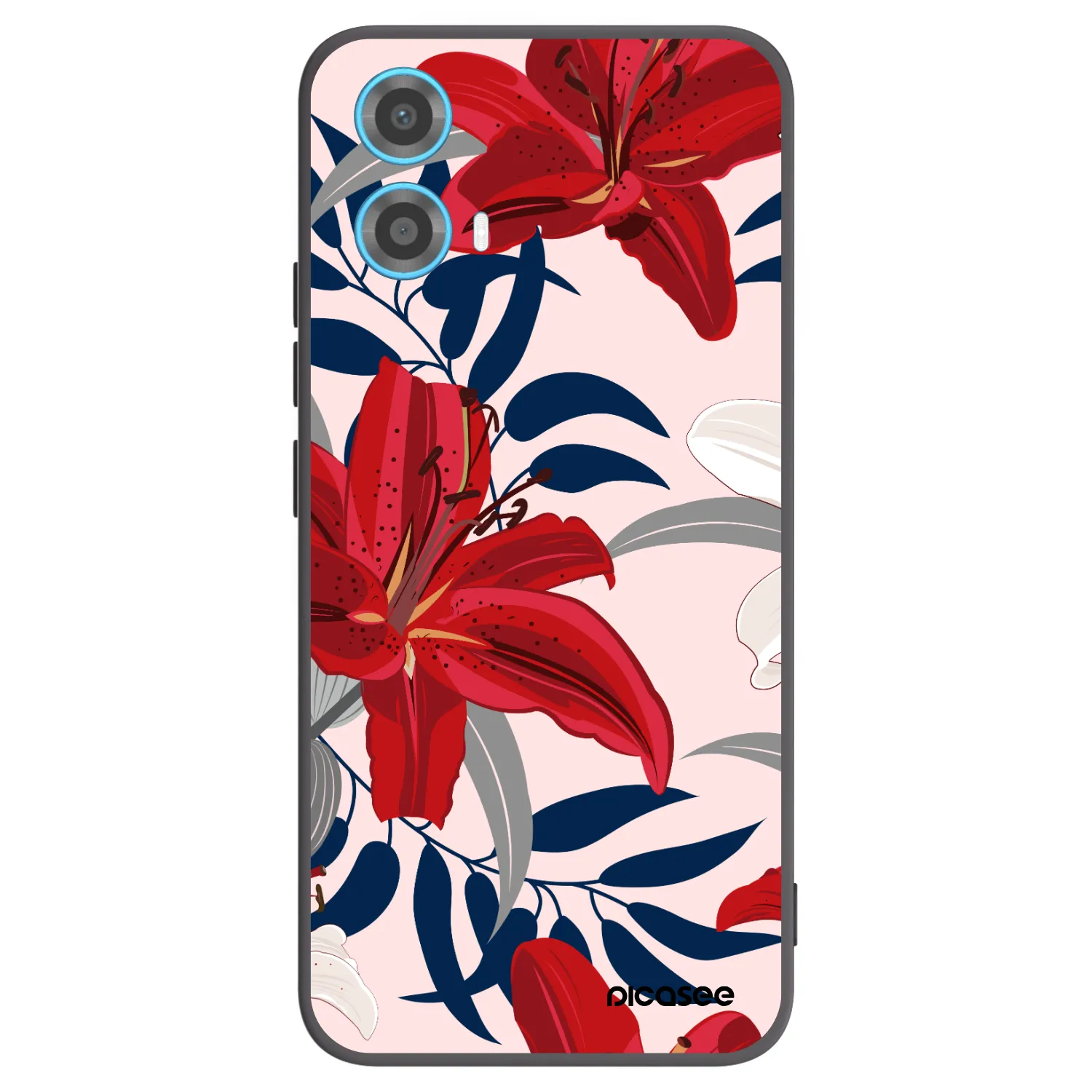 Picasee Μαύρη θήκη σιλικόνης για Motorola Moto G34 5G - Red Lily