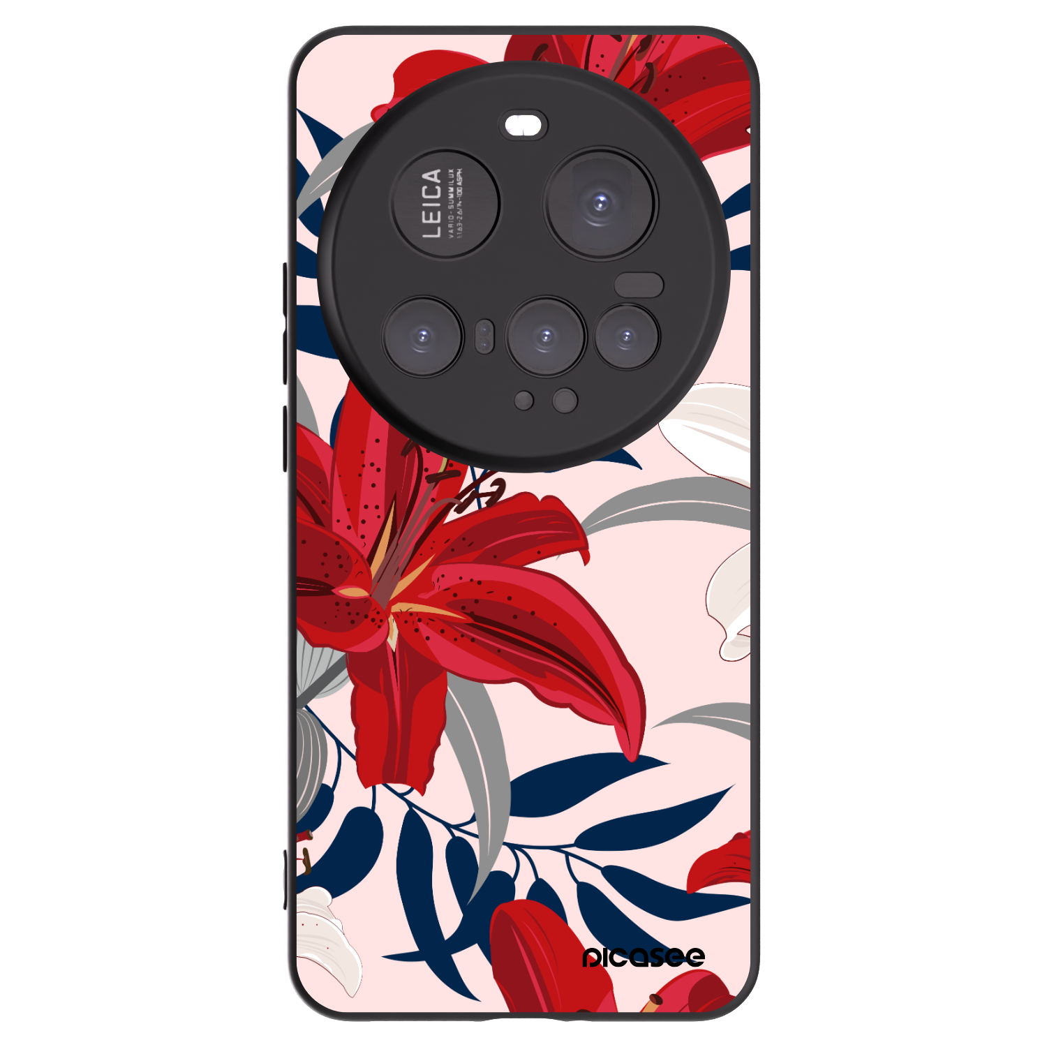 Picasee Μαύρη θήκη σιλικόνης για Xiaomi 15 Ultra - Red Lily