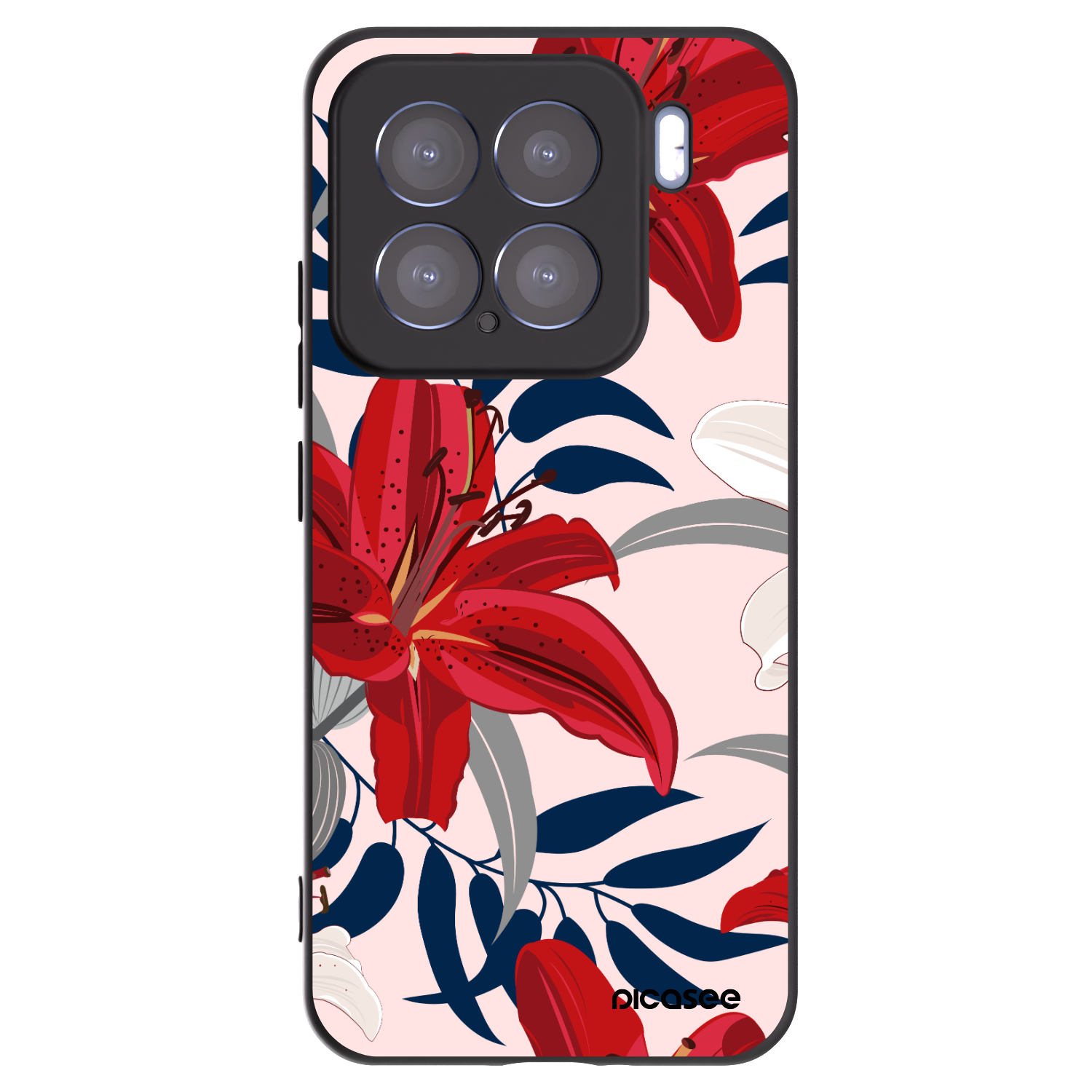 Picasee Μαύρη θήκη σιλικόνης για Xiaomi 15 - Red Lily